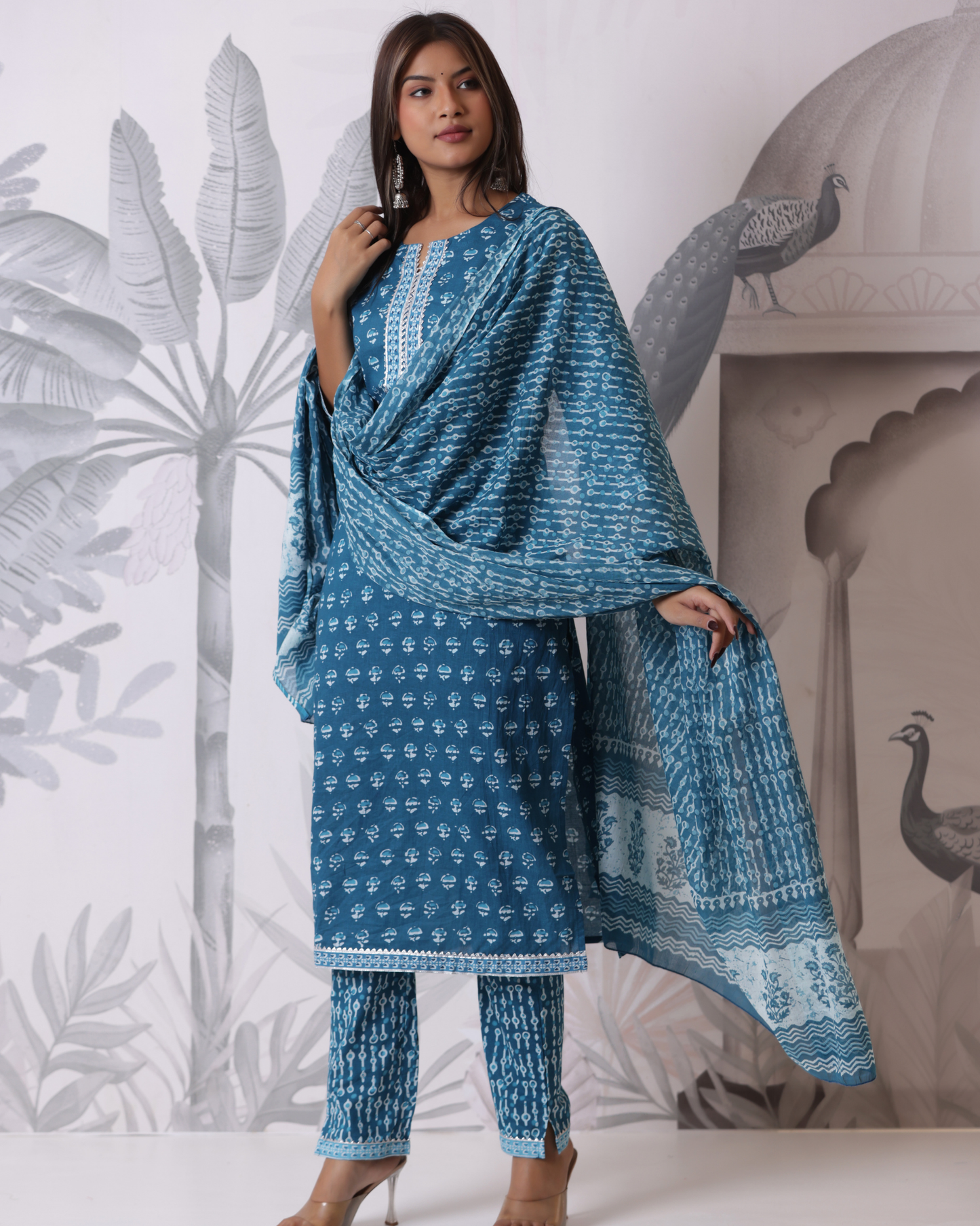 Ethnic Motifs Printed Cotton Straight Kurta Set