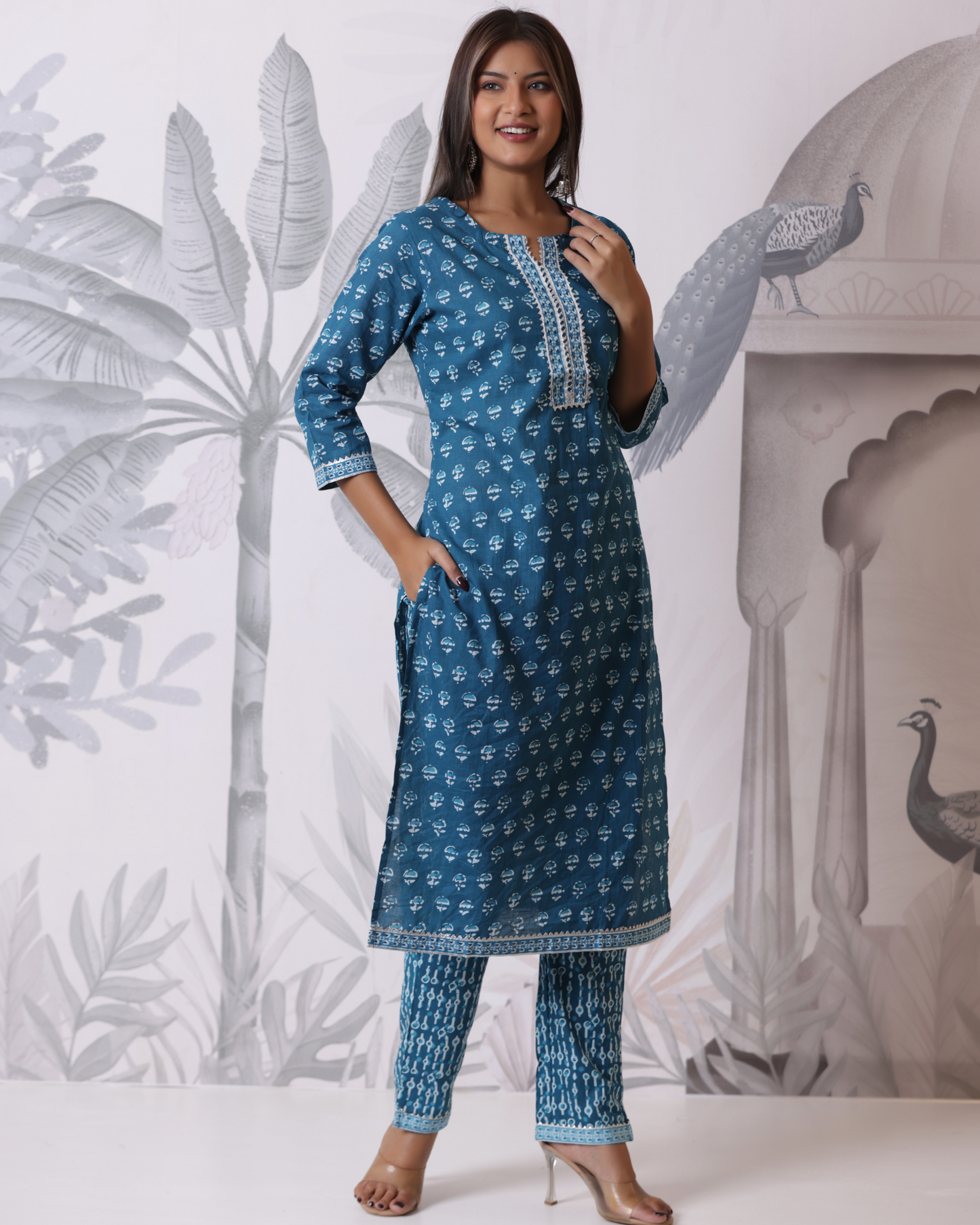 Ethnic Motifs Printed Cotton Straight Kurta Set
