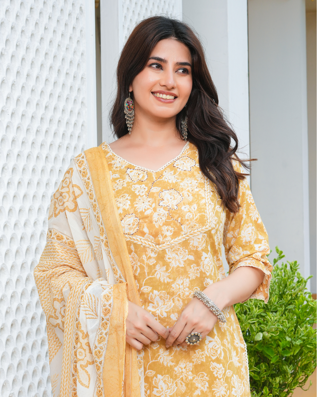 Pale Orange Kurta Set With Dupatta