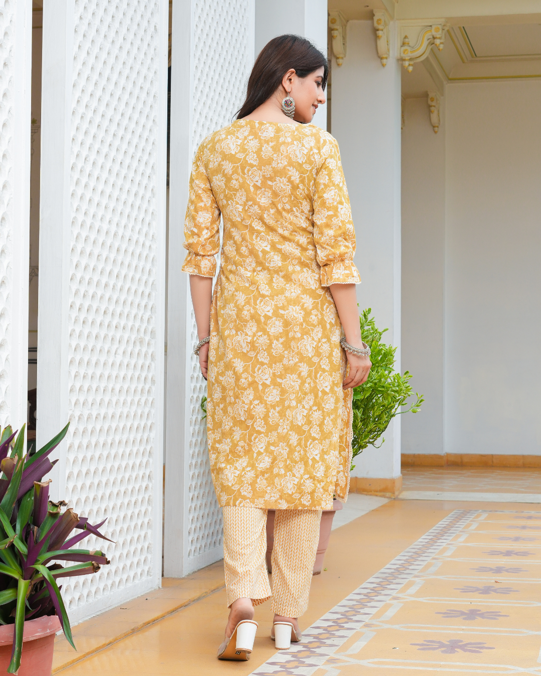 Pale Orange Kurta Set With Dupatta