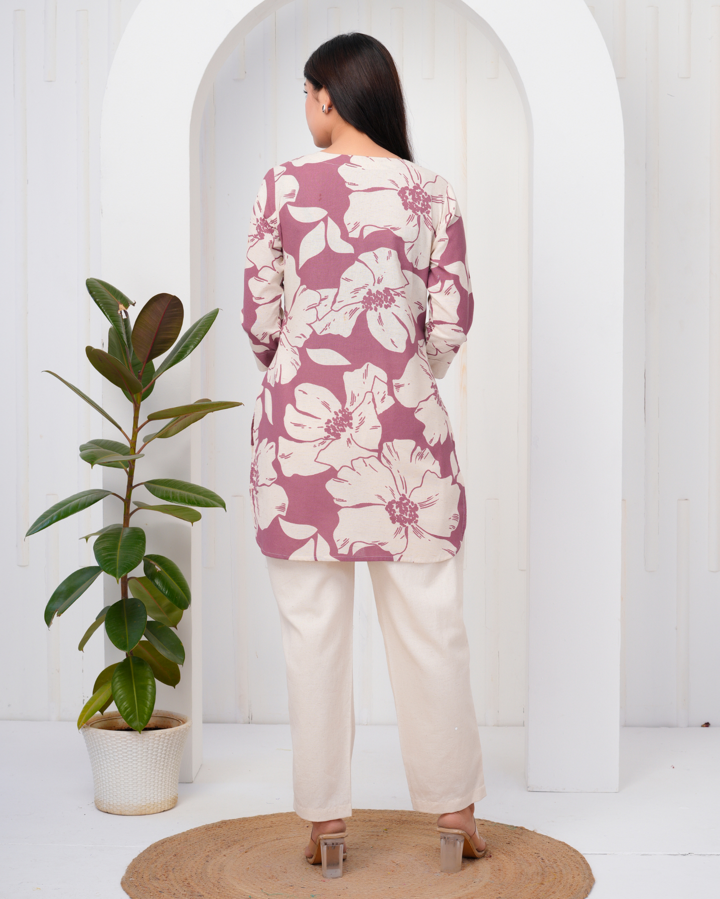 Women's Round Neck, Printed Maroon Co-Ord Set, Night Suit Set