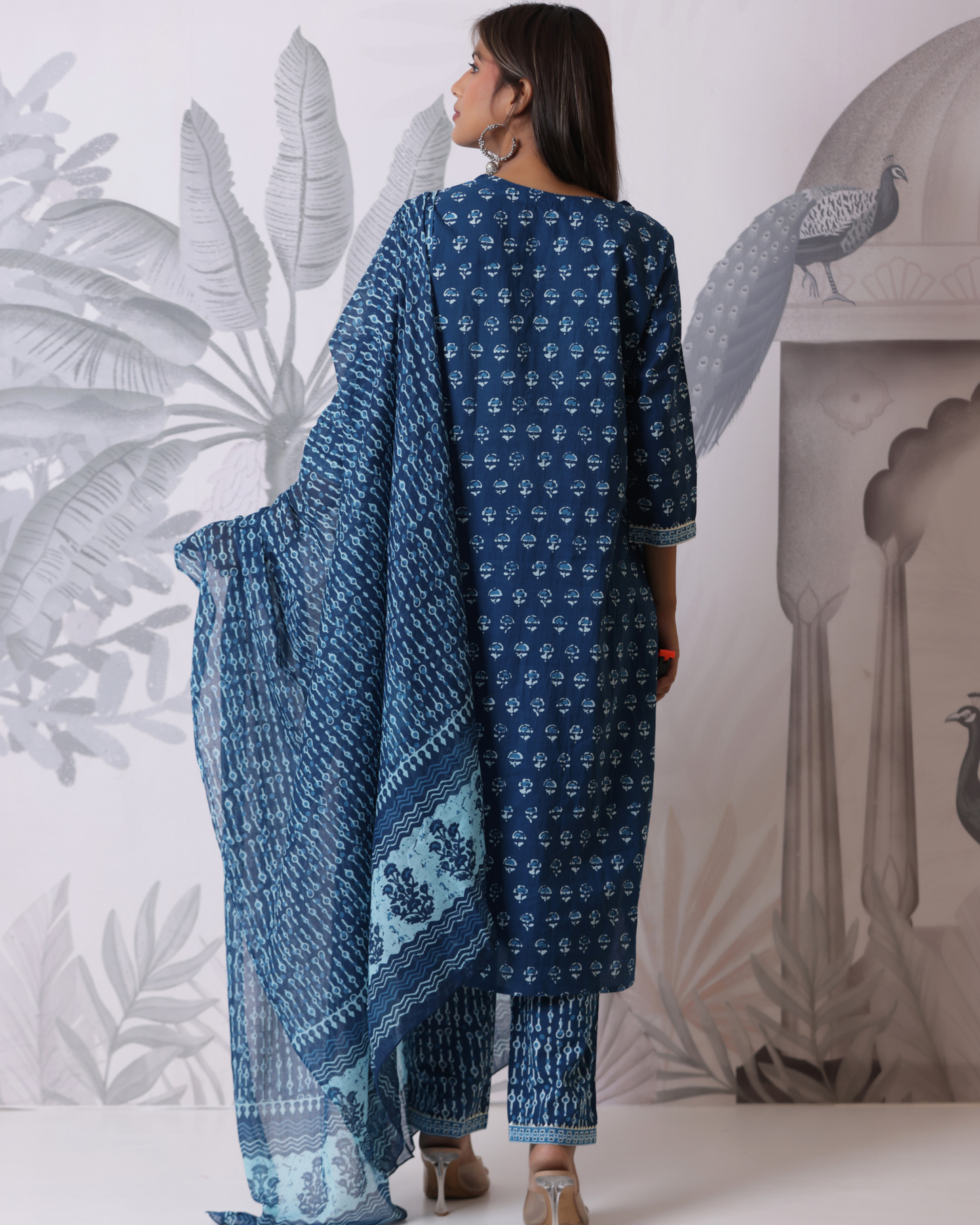 Ethnic Motifs Printed Gotta Patti Pure Cotton Straight Kurta Set