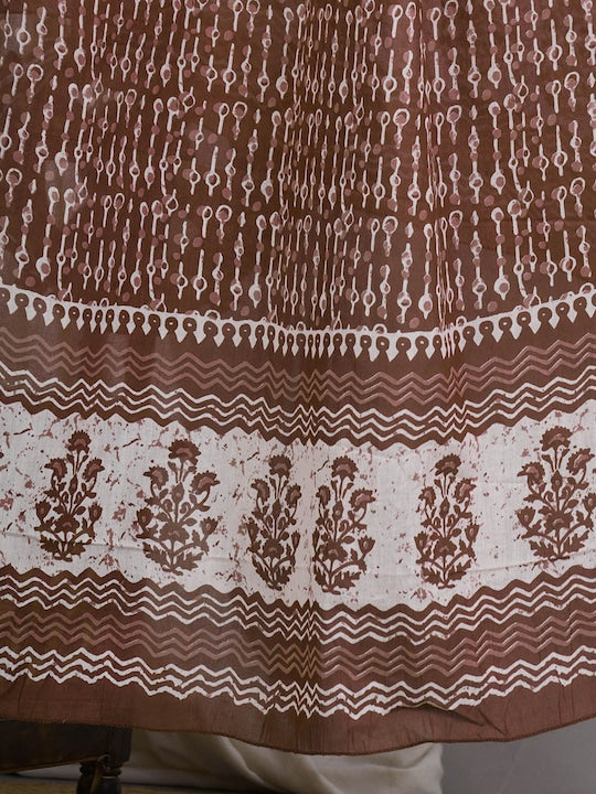 Women Ethnic Motifs Printed Regular Gotta Patti Pure Cotton Old Copper Kurta Set