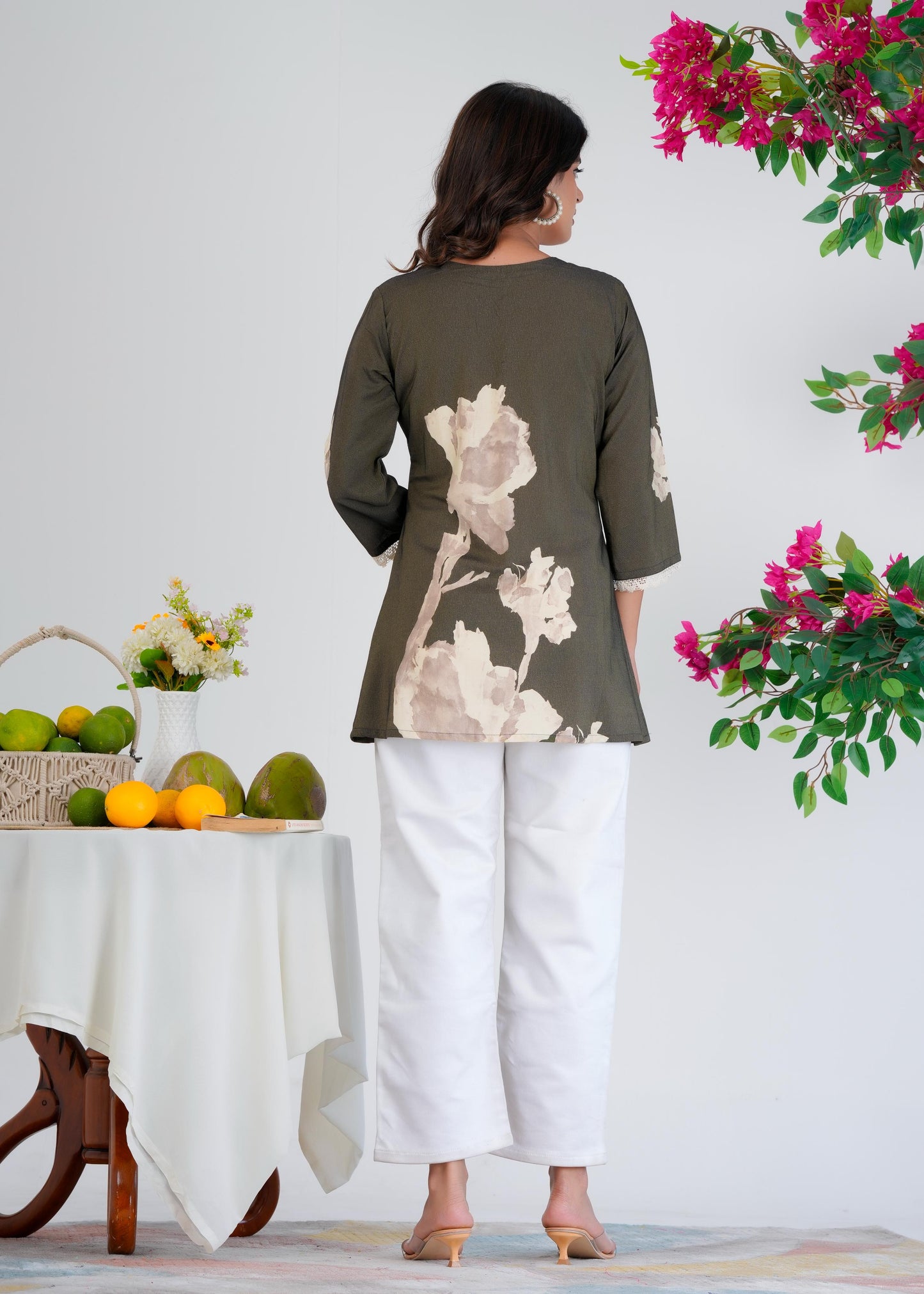 Floral Printed Regular Green Top
