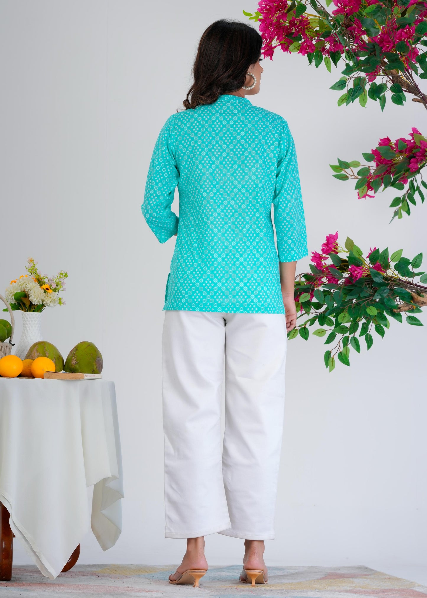 Cotton Printed Regular Blue Top