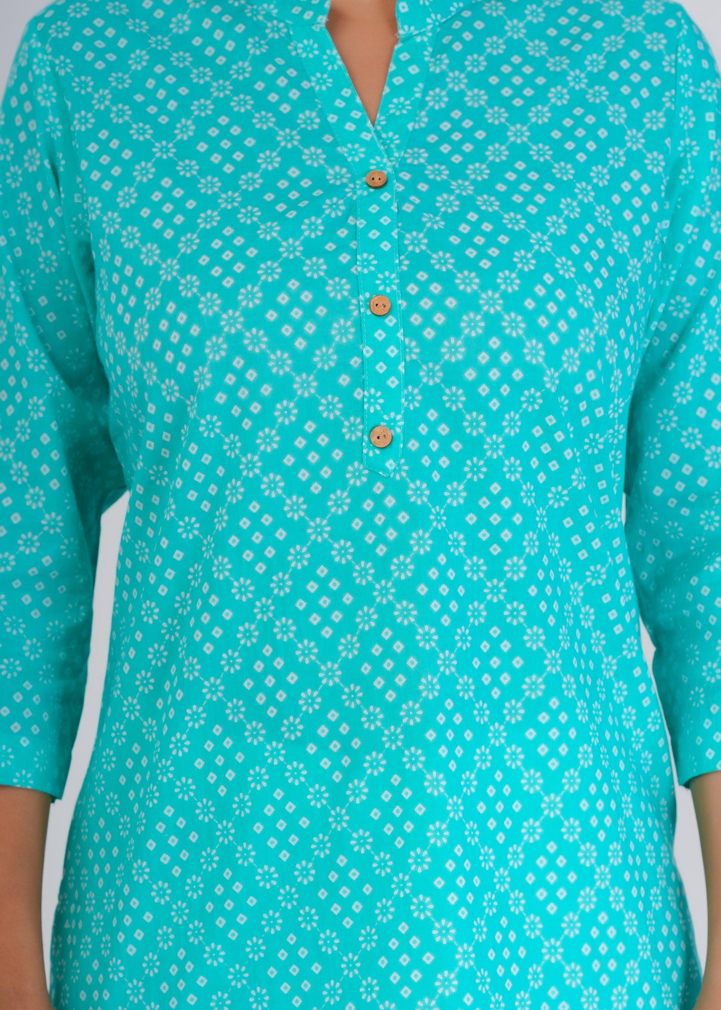 Cotton Printed Regular Blue Top
