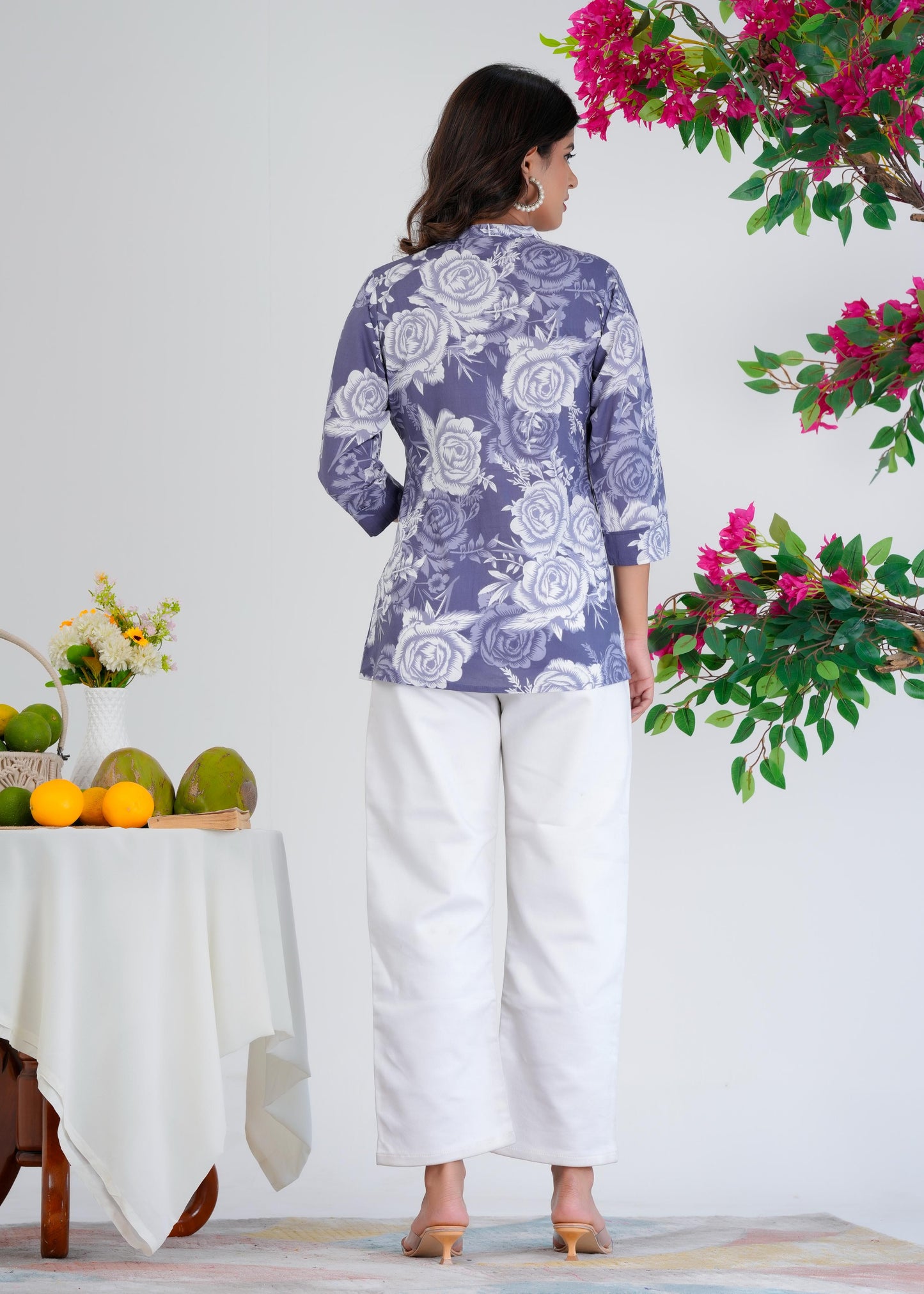 Cotton Printed Regular Purple Top