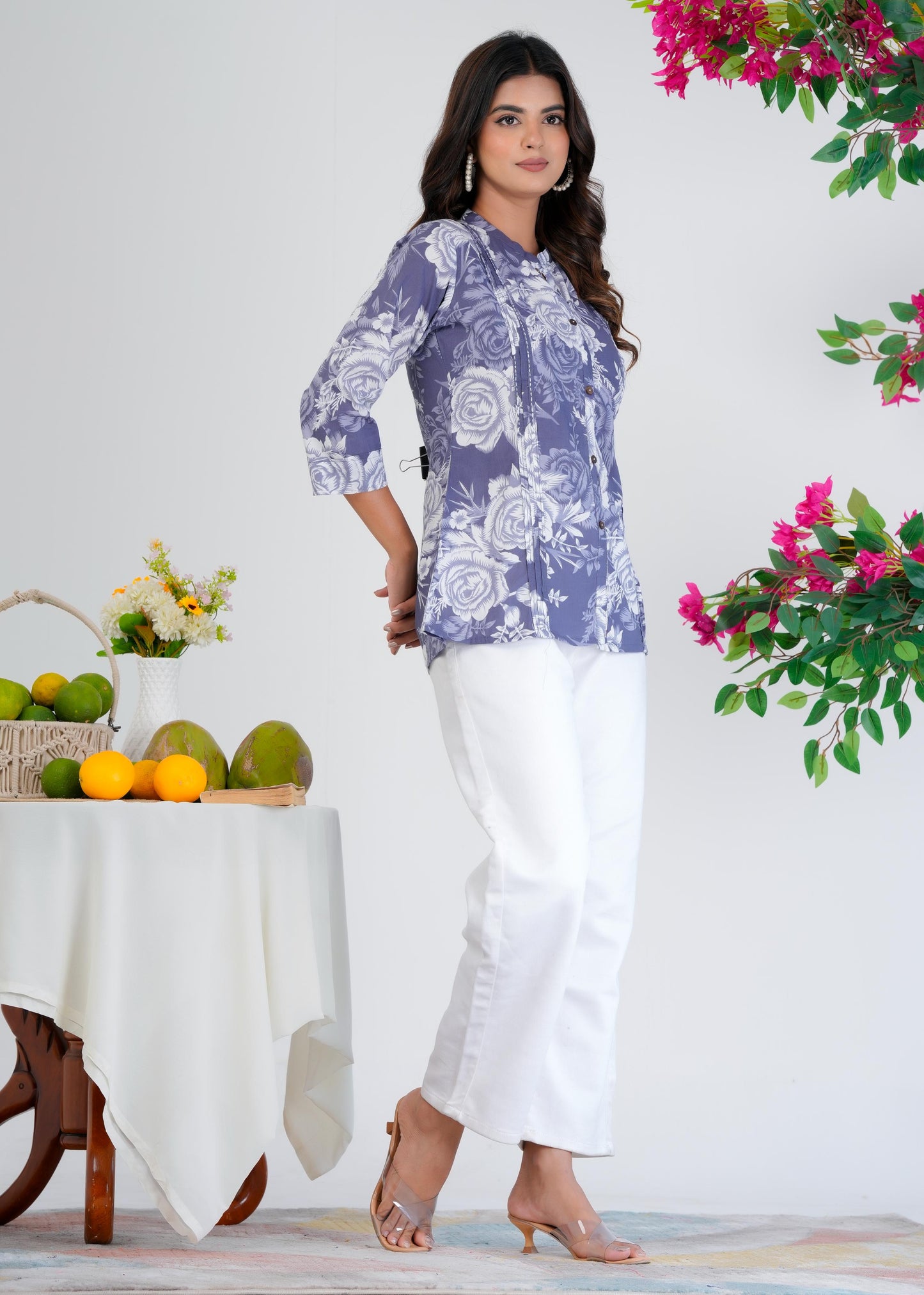 Cotton Printed Regular Purple Top