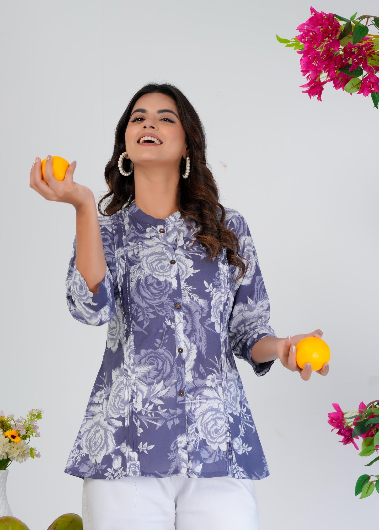 Cotton Printed Regular Purple Top