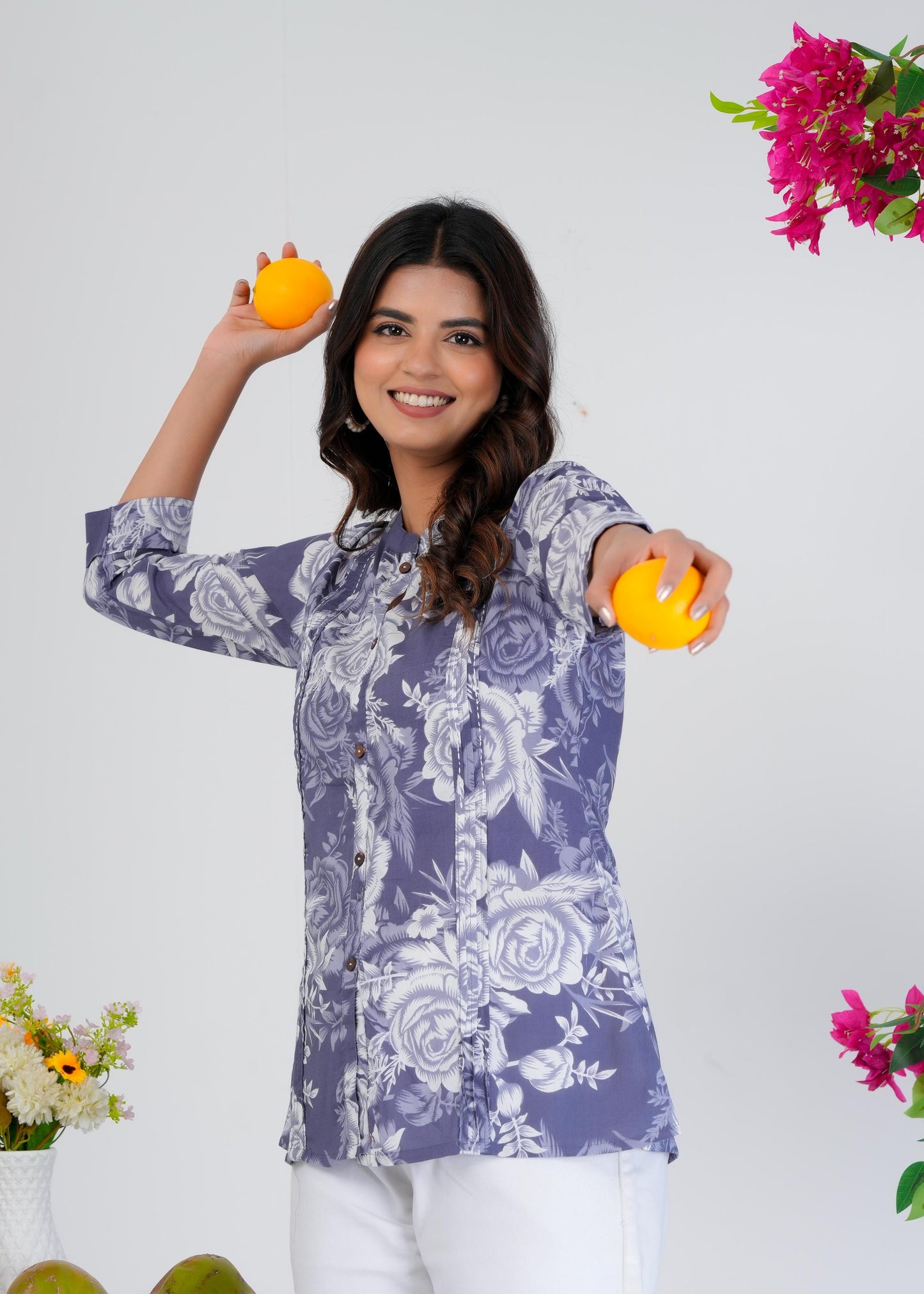 Cotton Printed Regular Purple Top