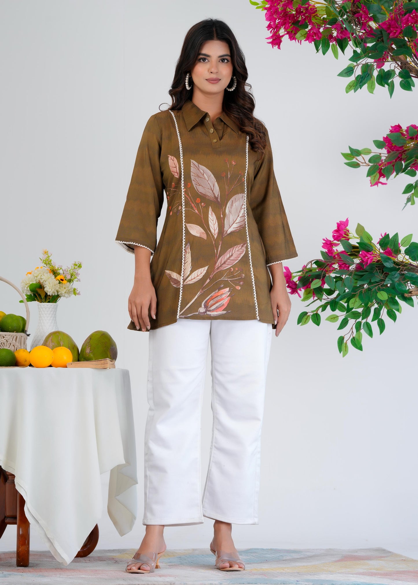 Floral Printed Regular Brown Top