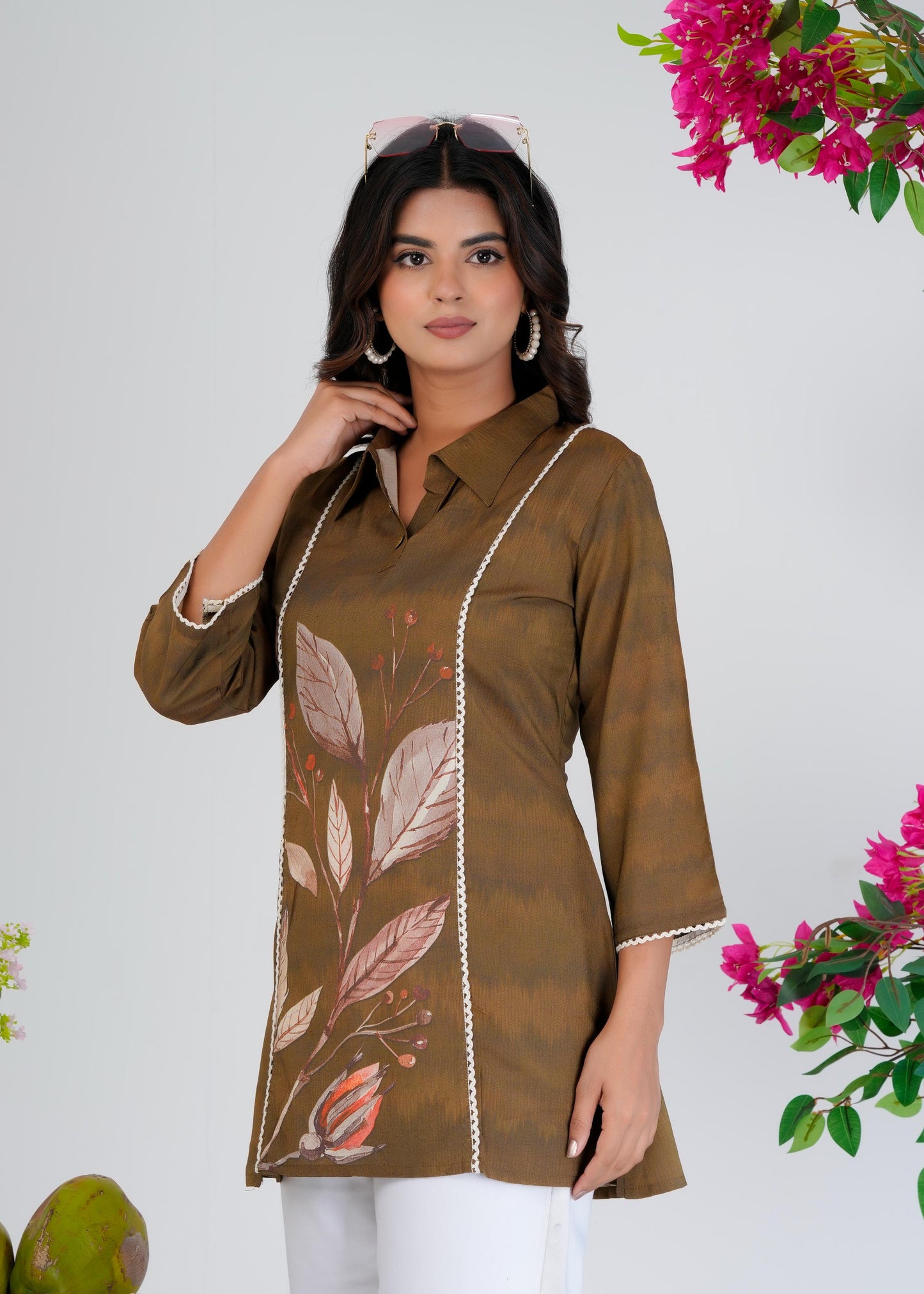 Floral Printed Regular Brown Top