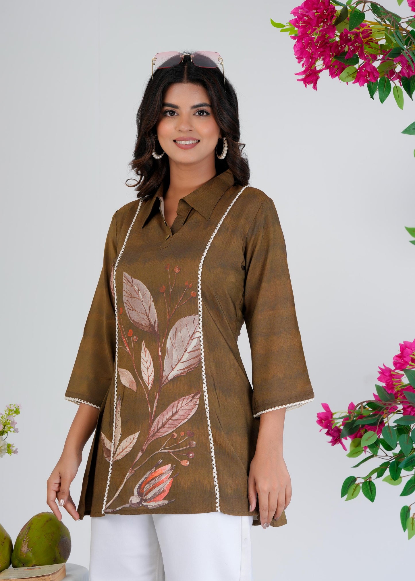 Floral Printed Regular Brown Top