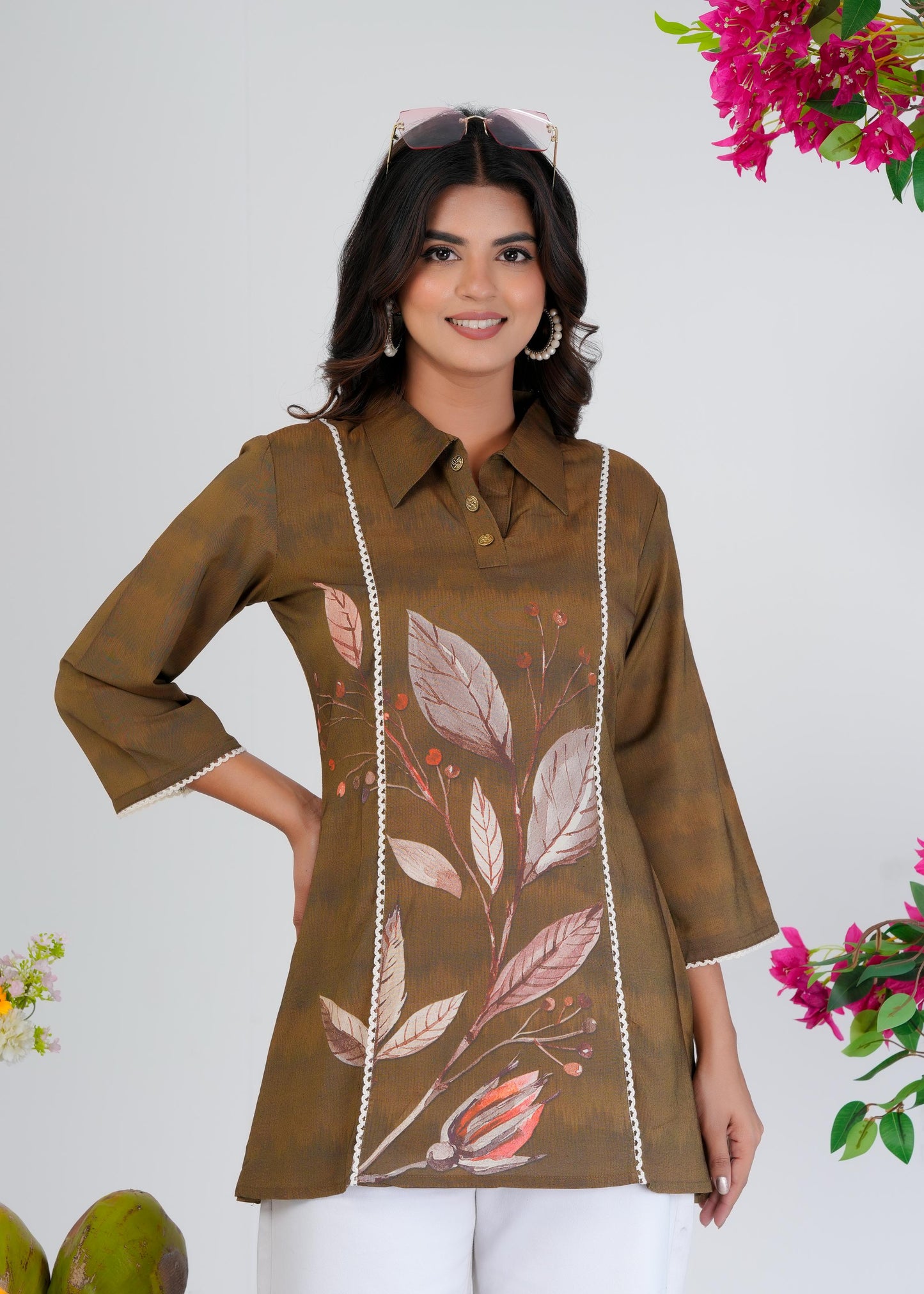 Floral Printed Regular Brown Top