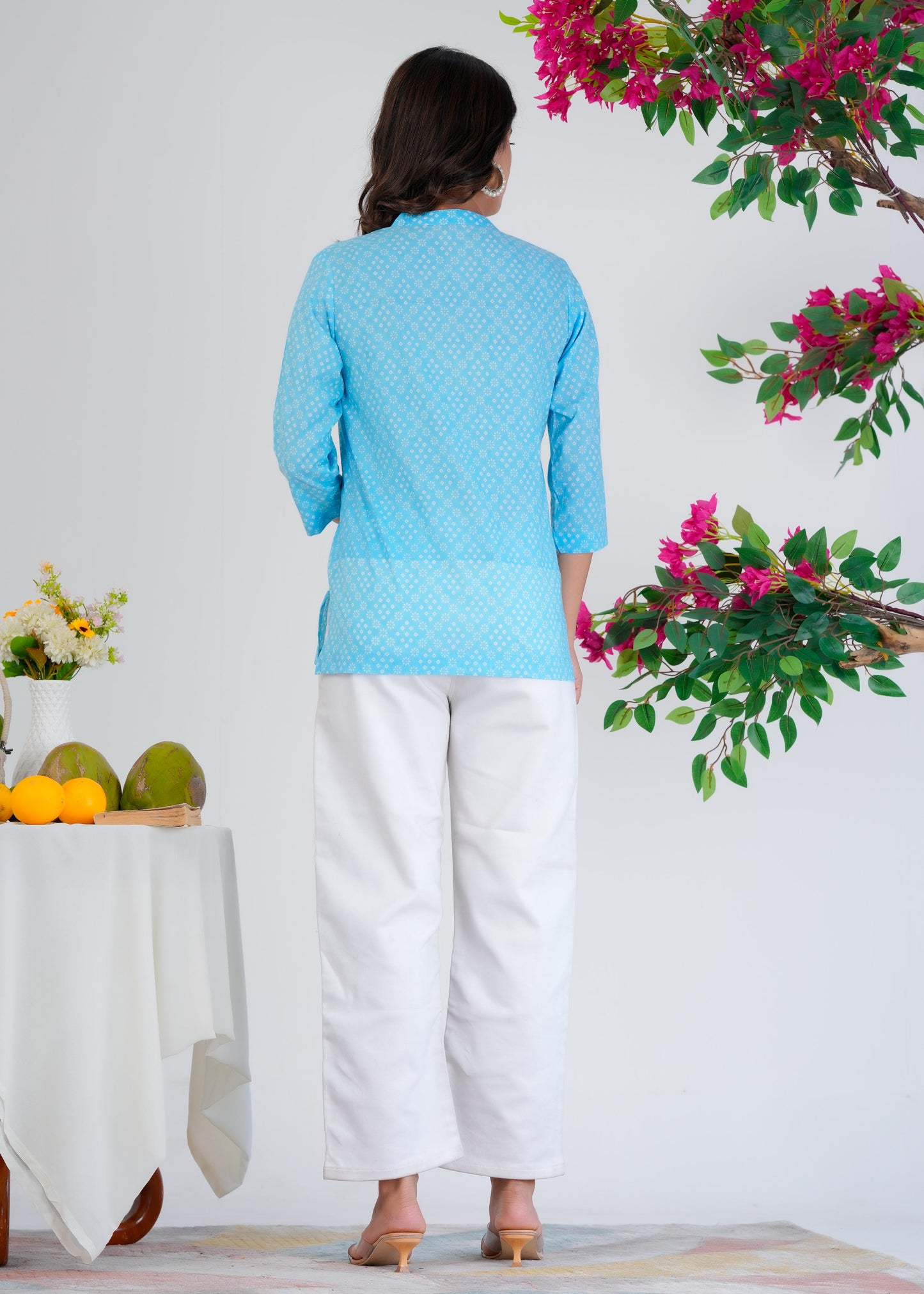 Cotton Printed Regular Blue Top