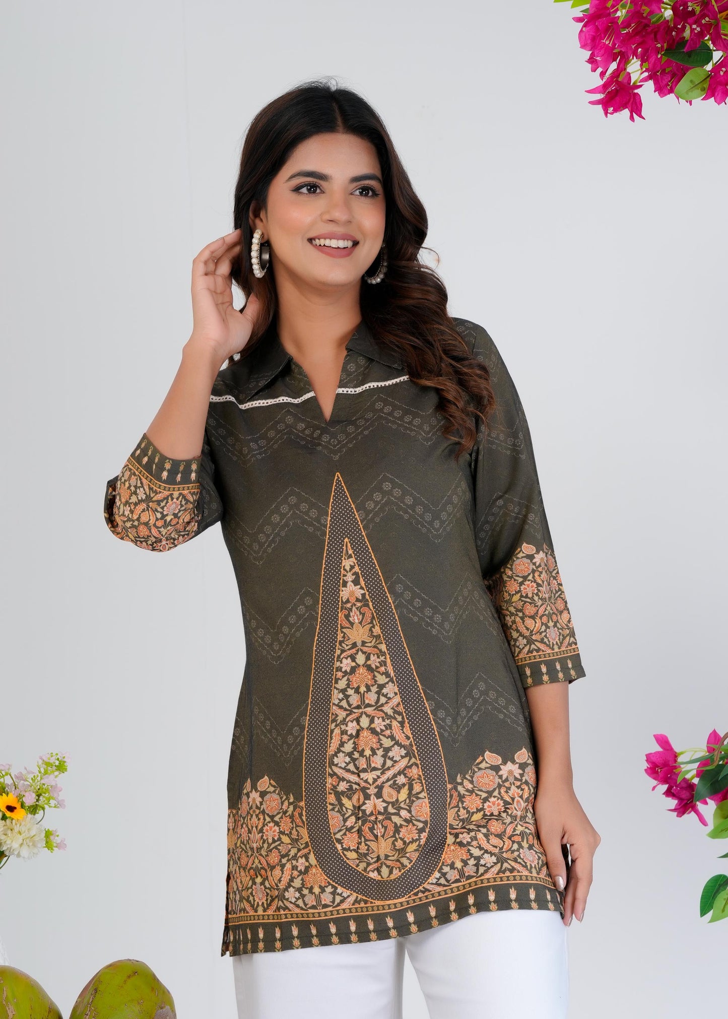 Floral Printed Regular Brown Top