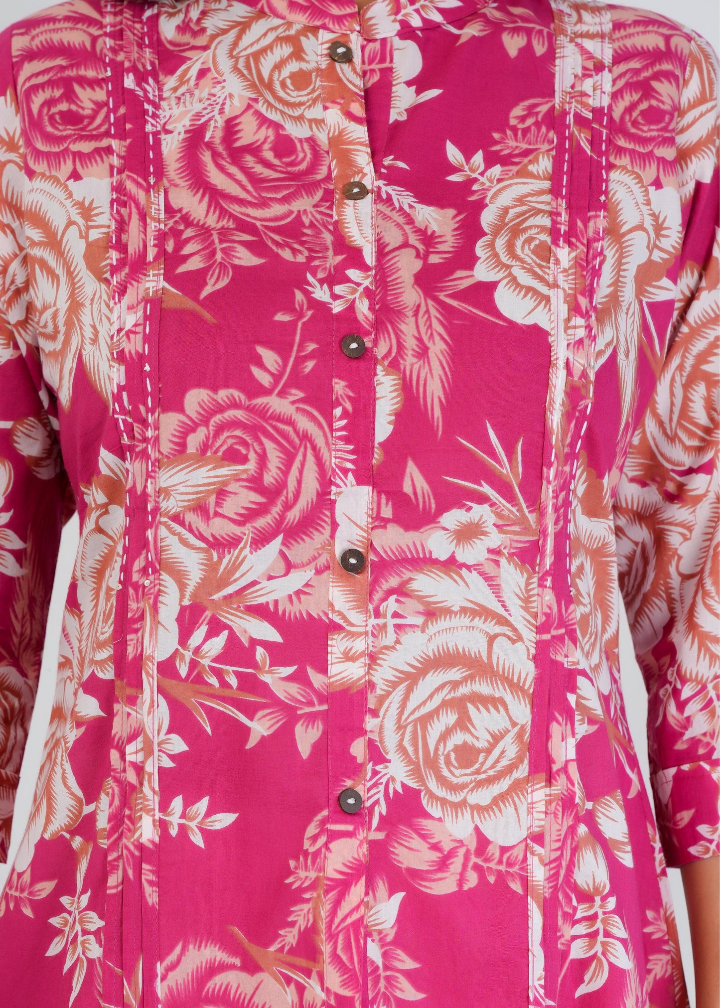 Cotton Printed Regular Pink Top