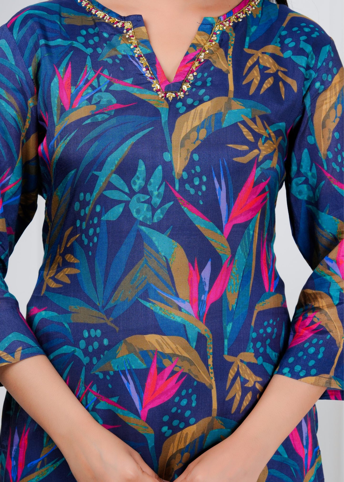 Cotton Floral Printed Straight Kurta Set With Dupatta