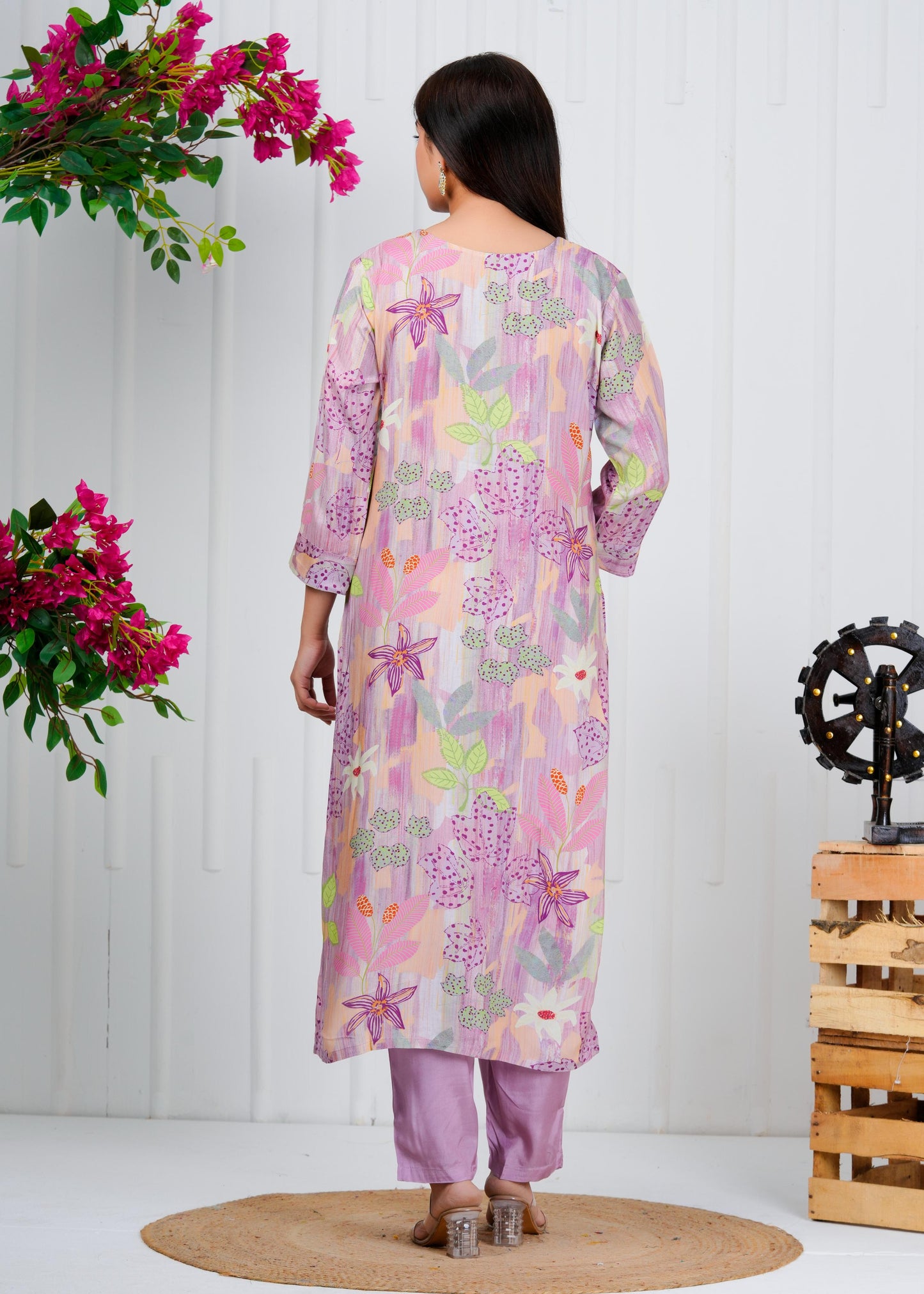 Cotton Floral Printed Straight Kurta Set With Dupatta