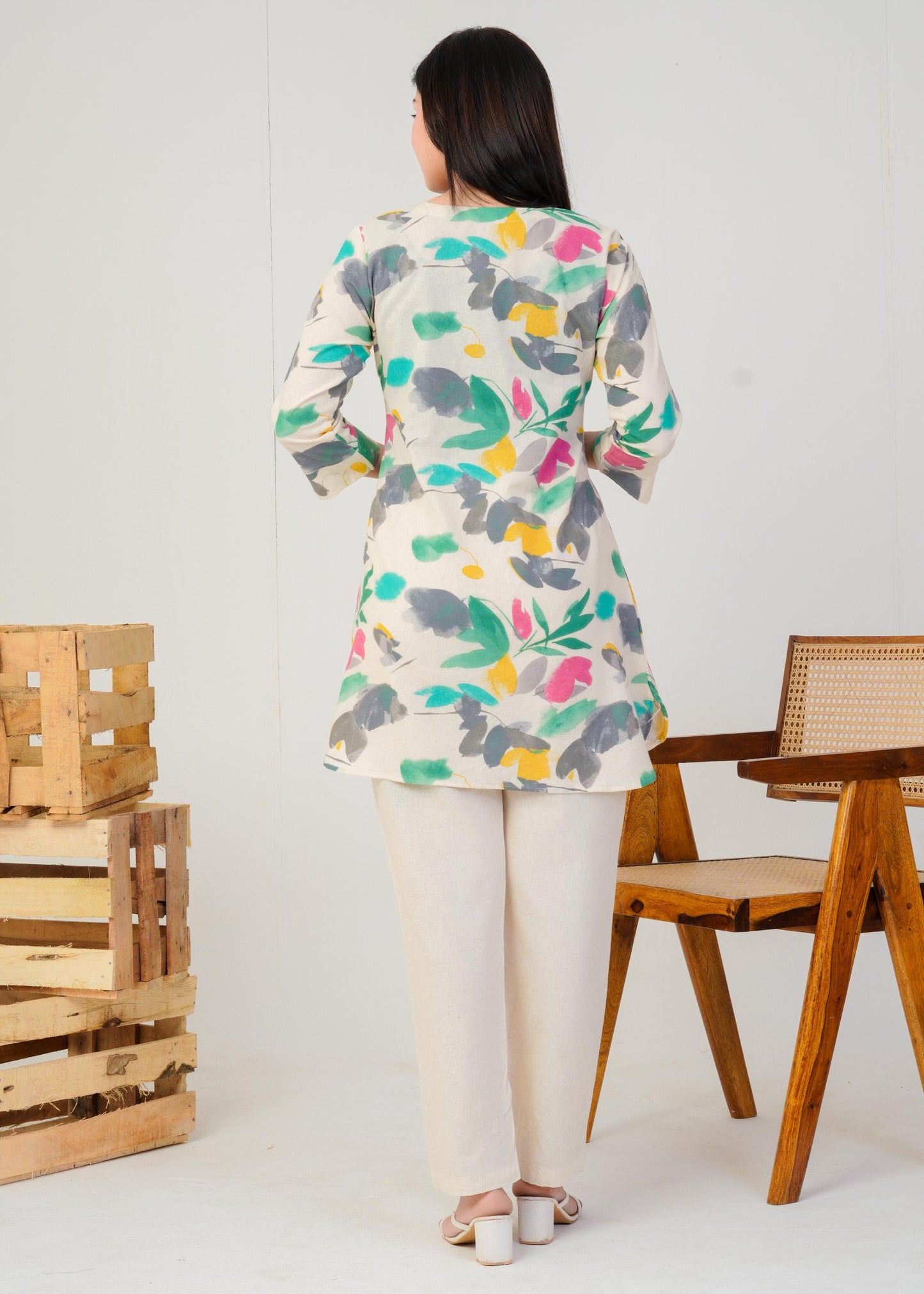 Women's Round Neck, Printed Green Co-Ord Set, Night Suit Set