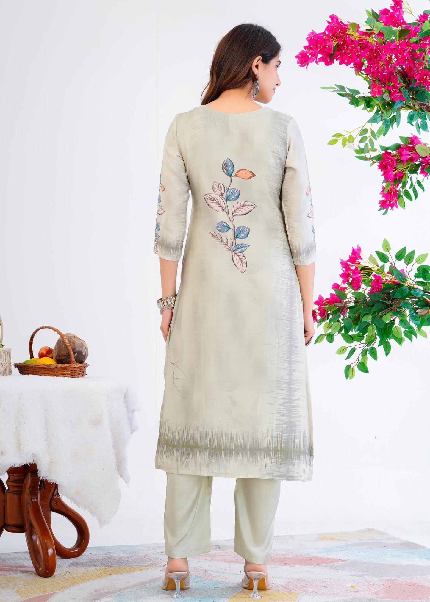 Cotton Floral Printed Straight Kurta Set With Dupatta