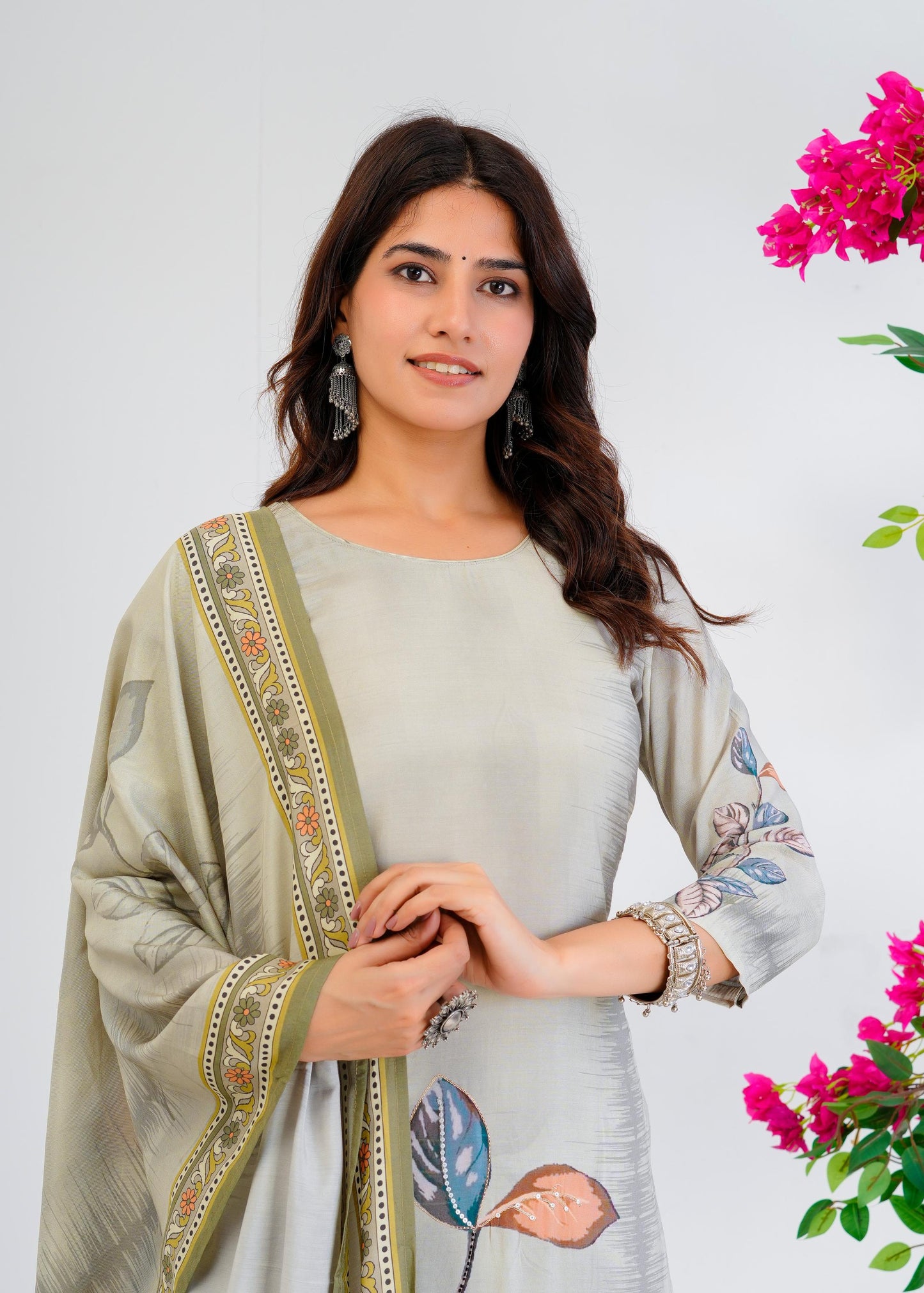 Cotton Floral Printed Straight Kurta Set With Dupatta