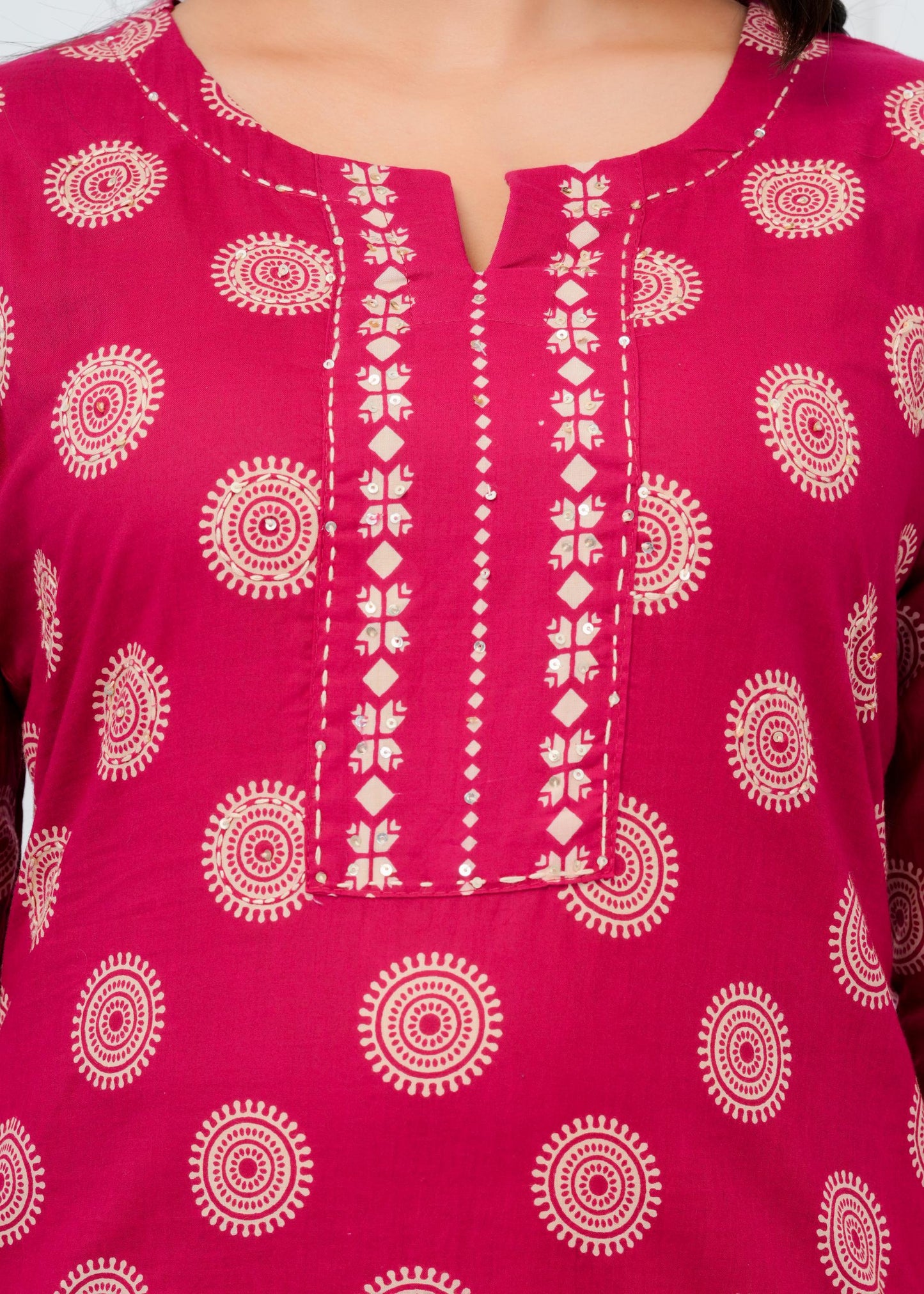 Pure Cotton Kurta With Pant & Dupatta