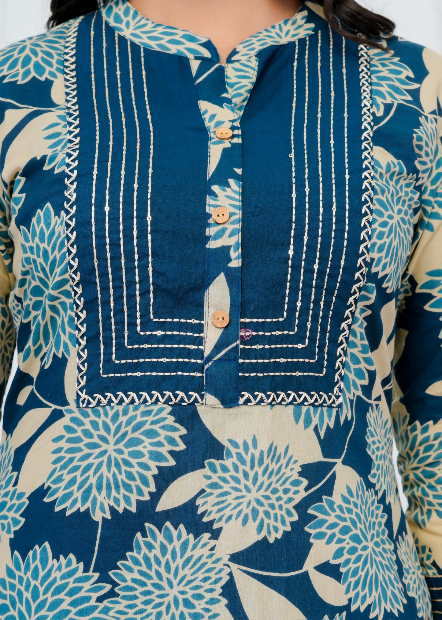 Pure Cotton Kurta With Pant & Dupatta