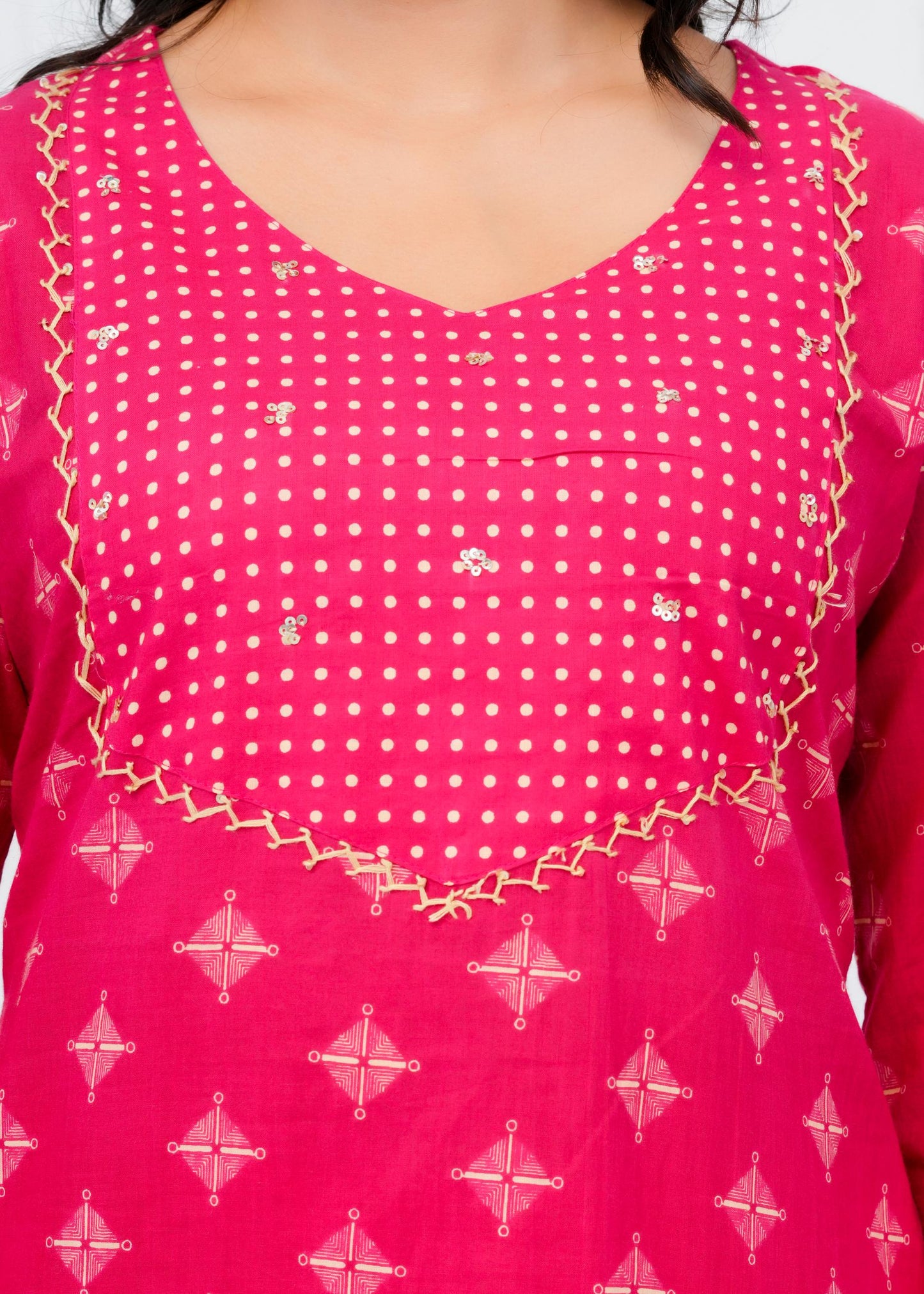 Pure Cotton Kurta With Pant & Dupatta