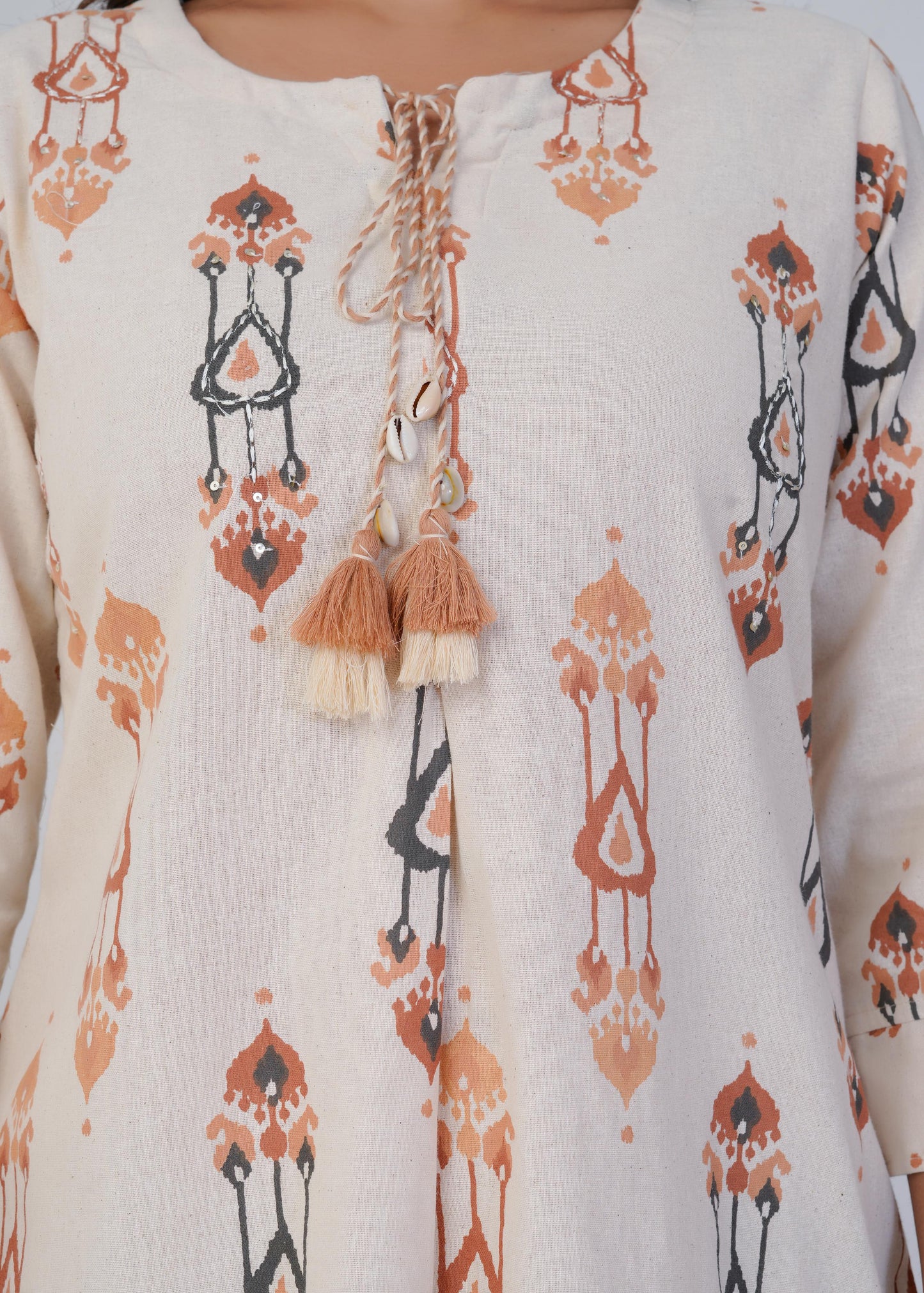Women's , Orange Cotton Printed Co-Ord Set, Night Suit Set