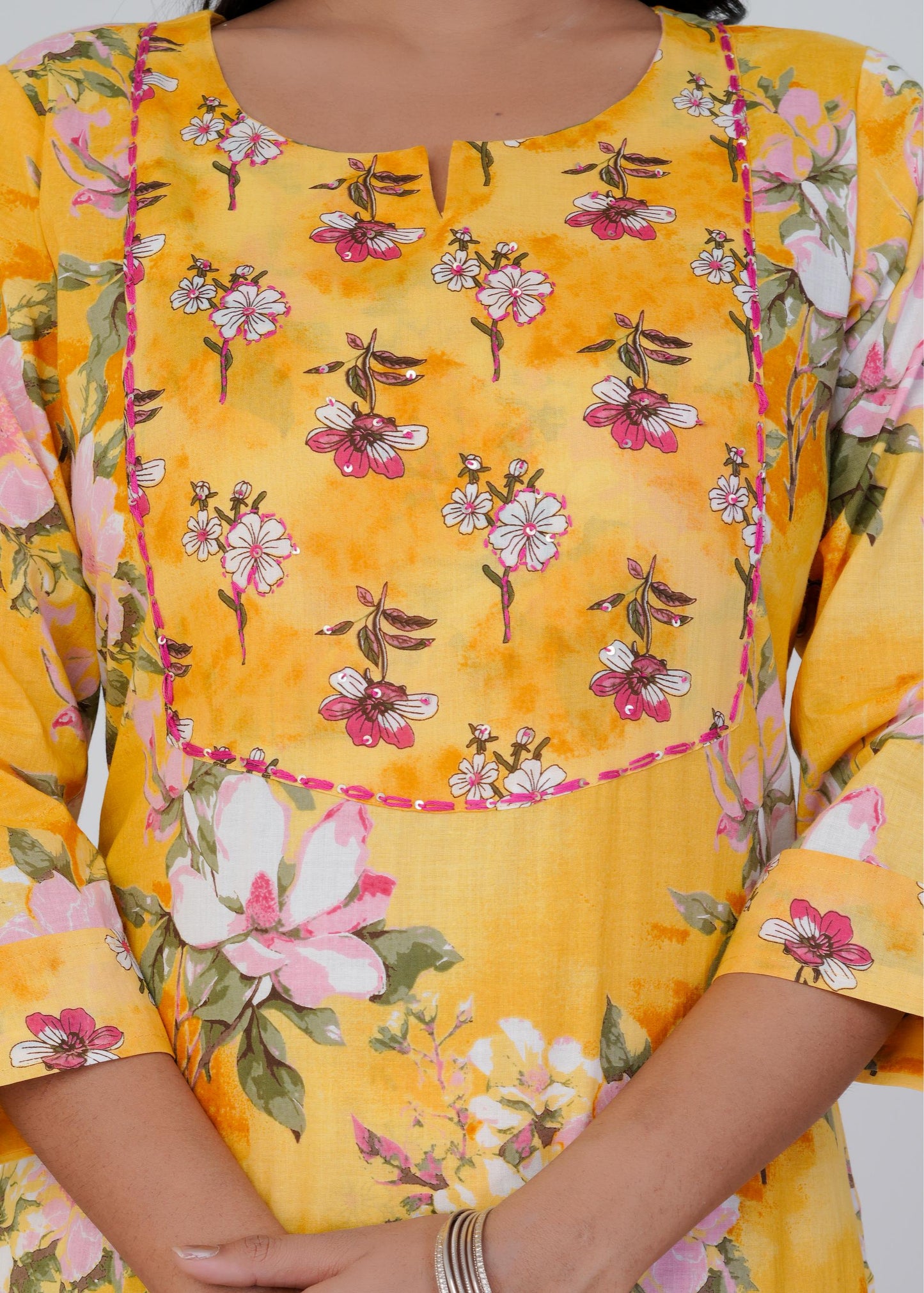 Pure Cotton Kurta With Pant & Dupatta