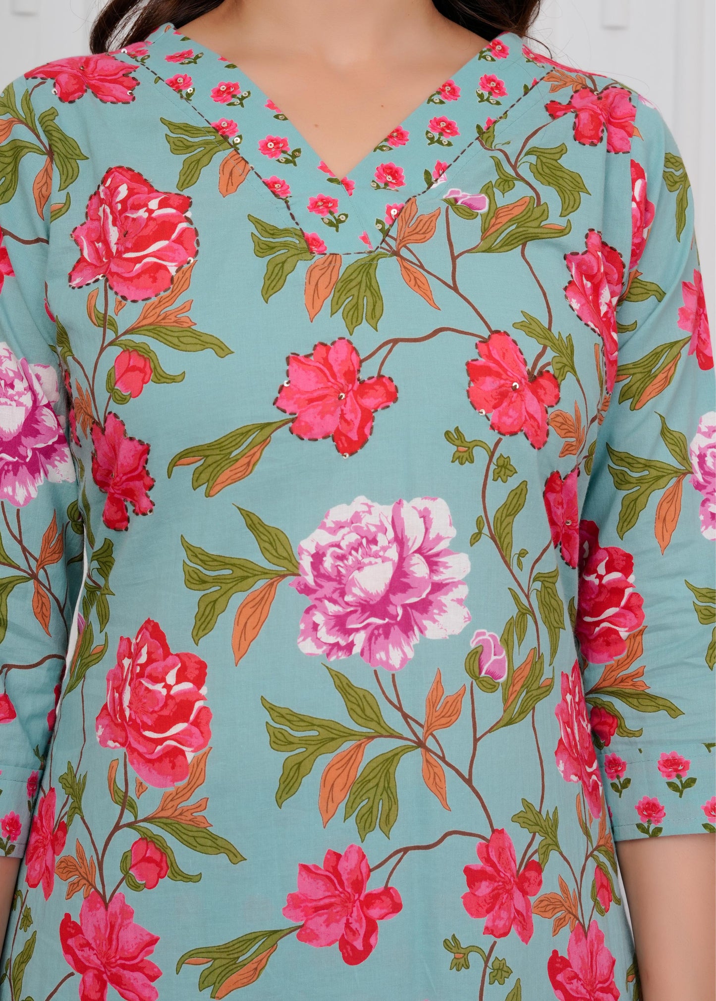 Pure Cotton Kurta With Pant & Dupatta