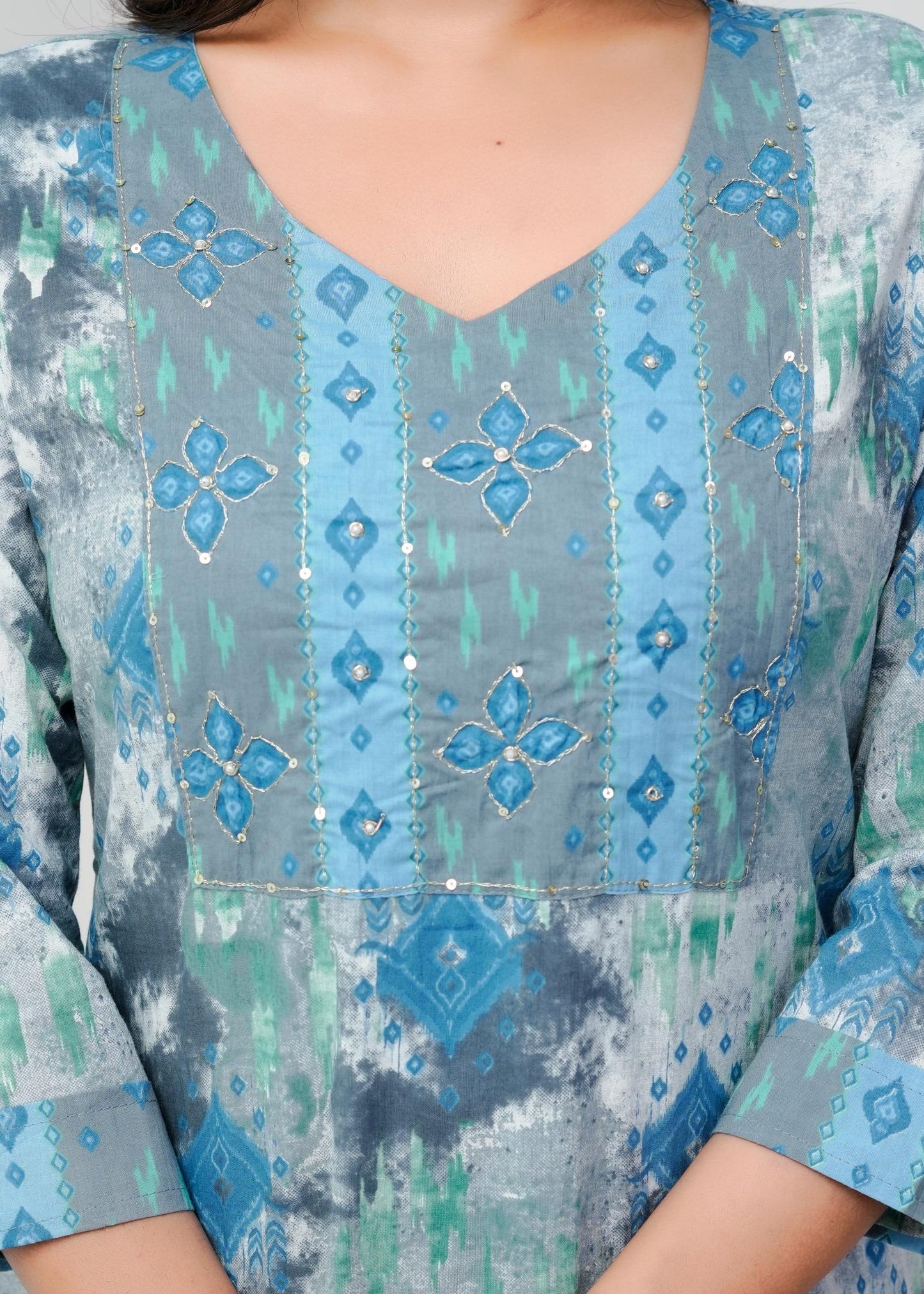 Cotton Floral Printed Straight Kurta Set With Dupatta