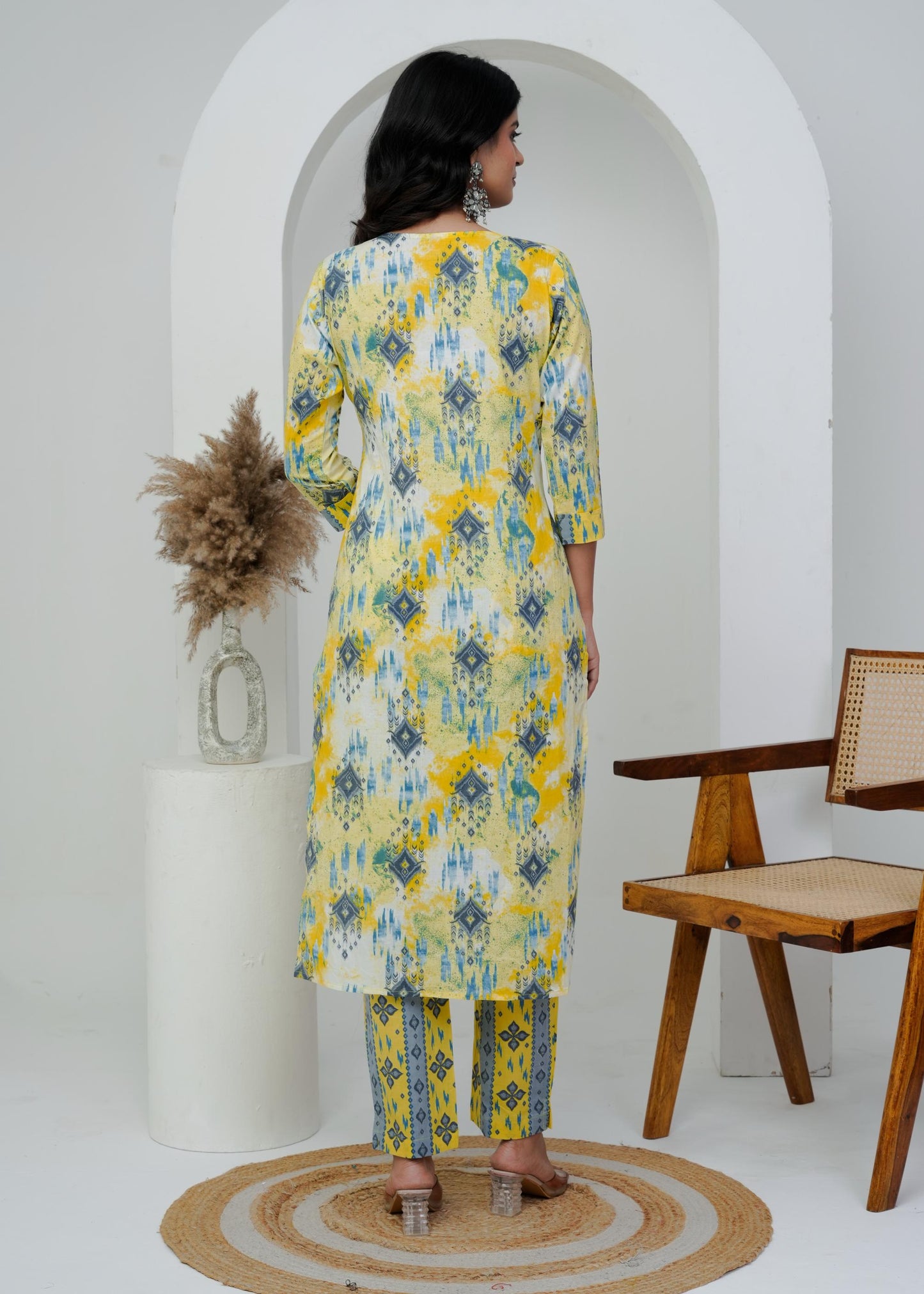 Cotton Floral Printed Straight Kurta Set With Dupatta