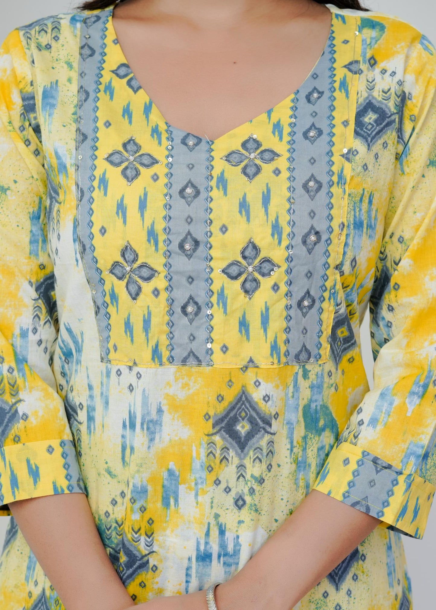 Cotton Floral Printed Straight Kurta Set With Dupatta