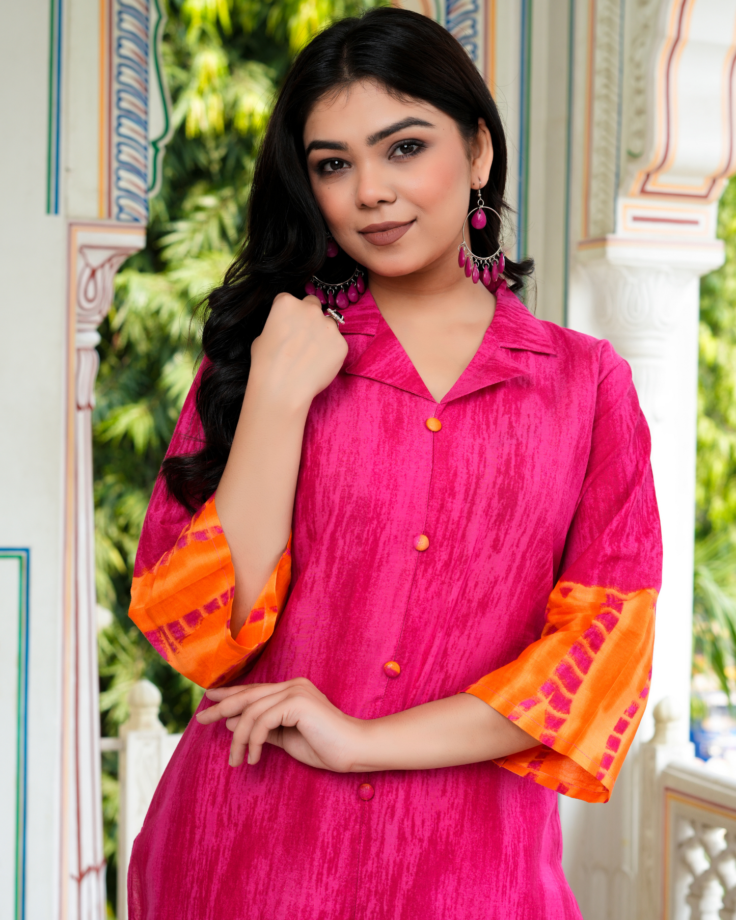 Pink Color Block Printed Kurta With Printed Trouser