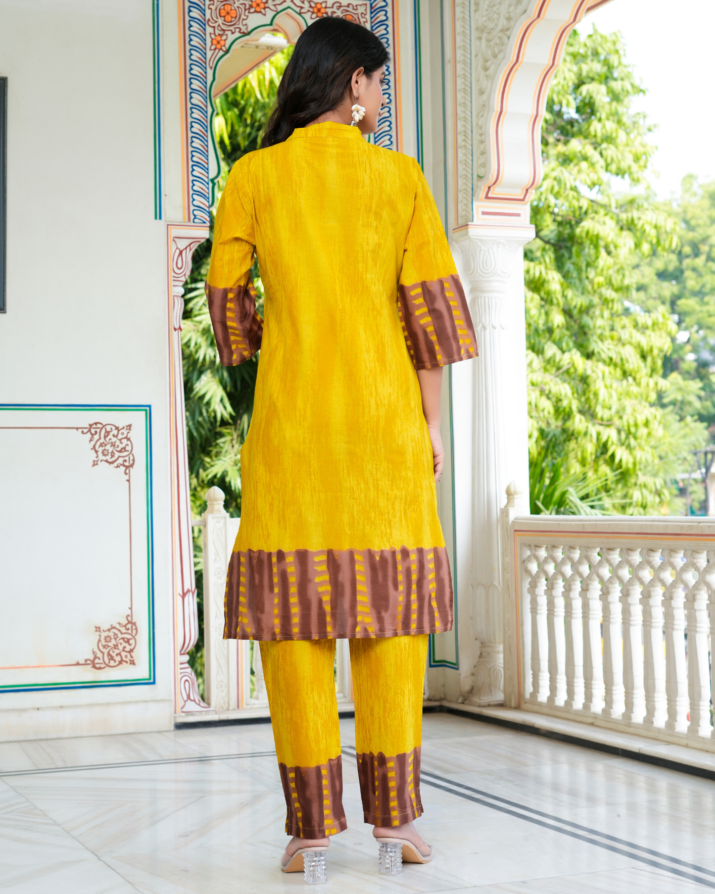 Yellow Color Block Printed Kurta With Printed Trouser