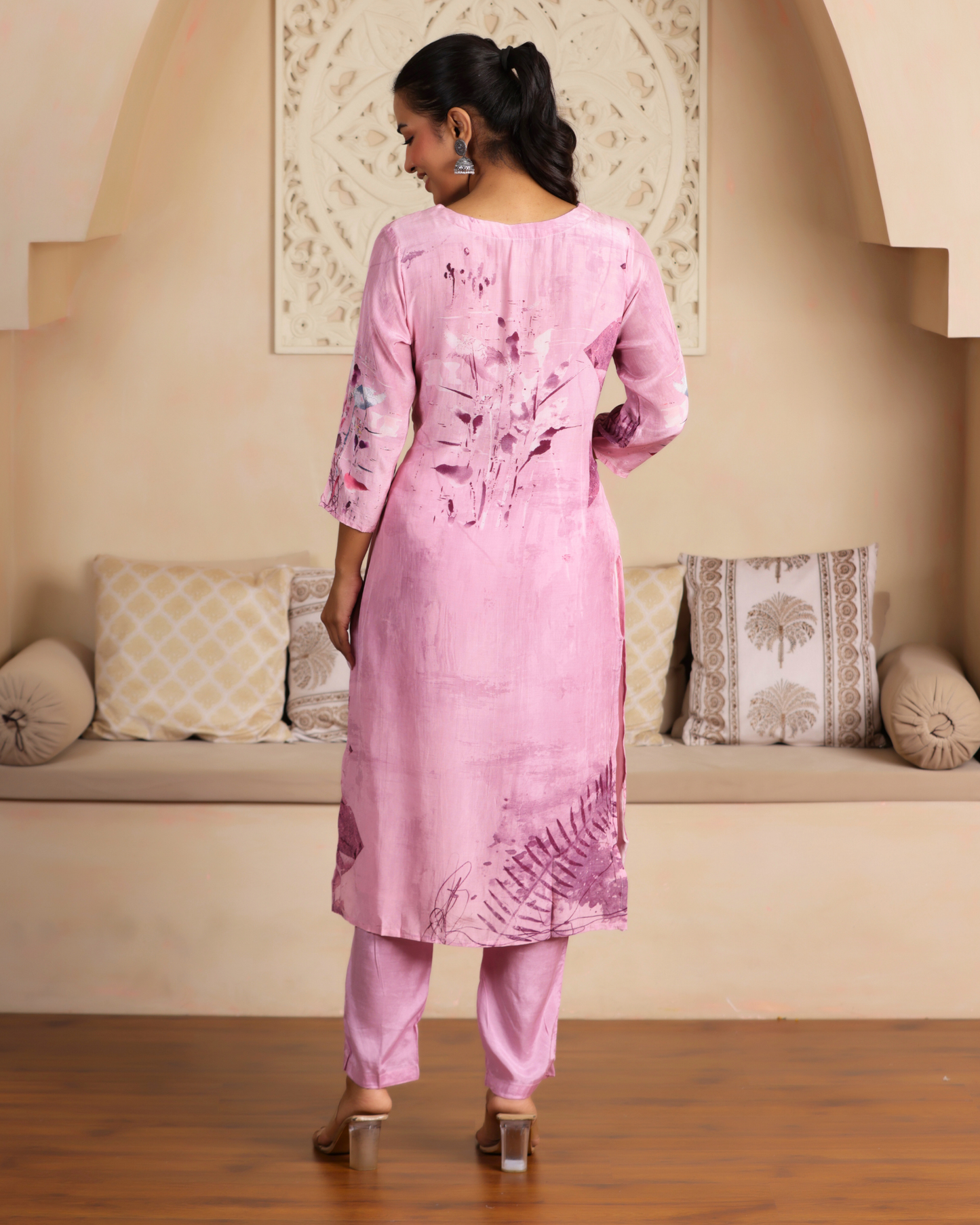 Floral Printed Straight Kurta with Trousers & Dupatta