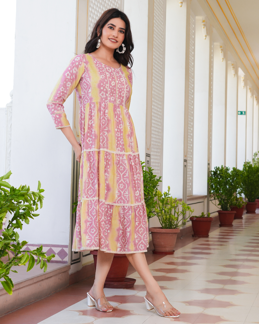 Floral Printed Cotton Fit and Flare Midi Dress – SIGNORIA CREATION