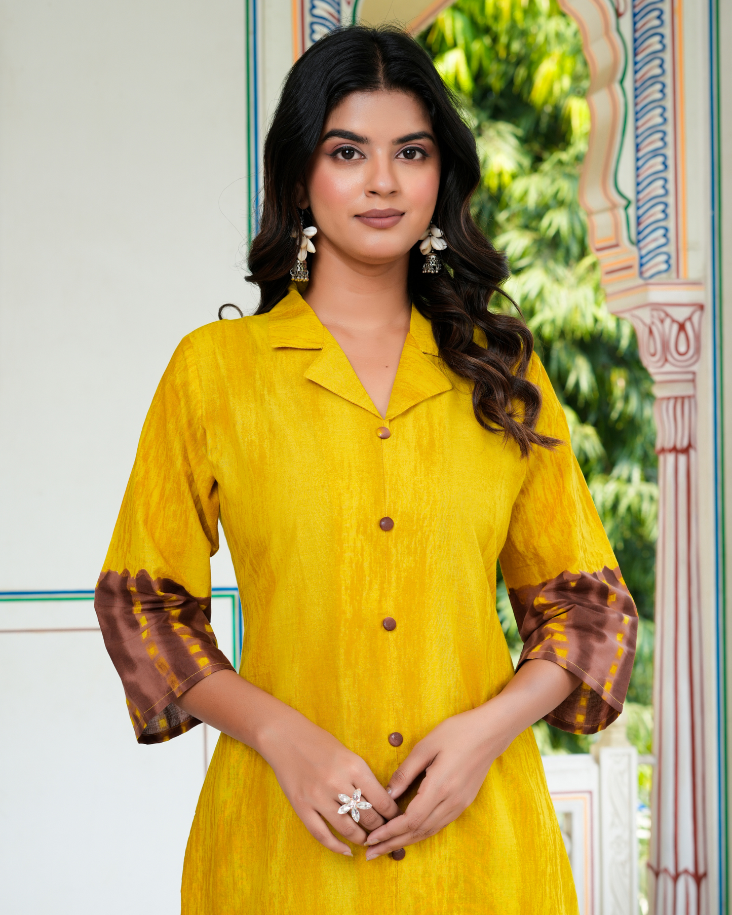 Yellow Color Block Printed Kurta With Printed Trouser