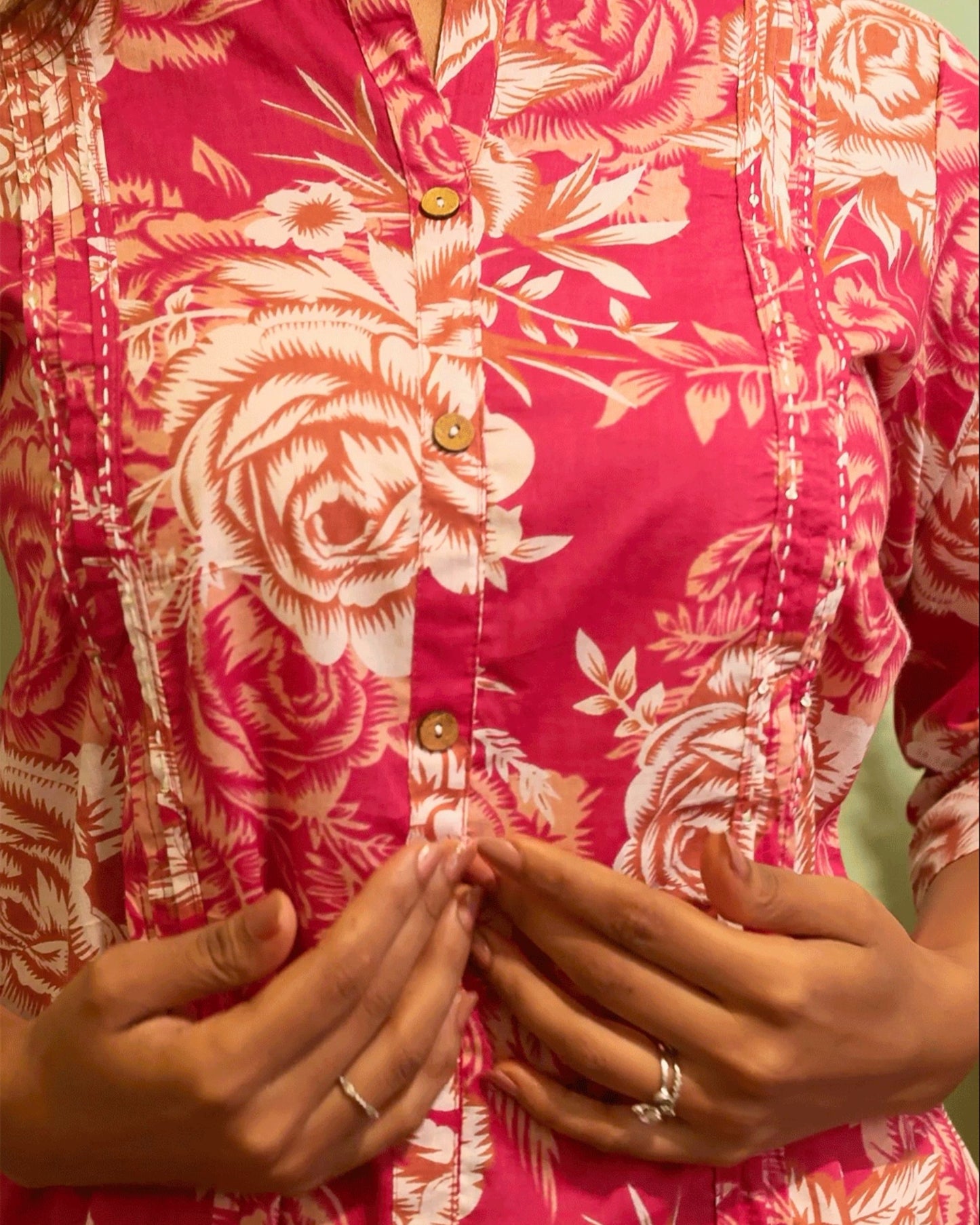 Cotton Embroidered Regular Rani Pink Top