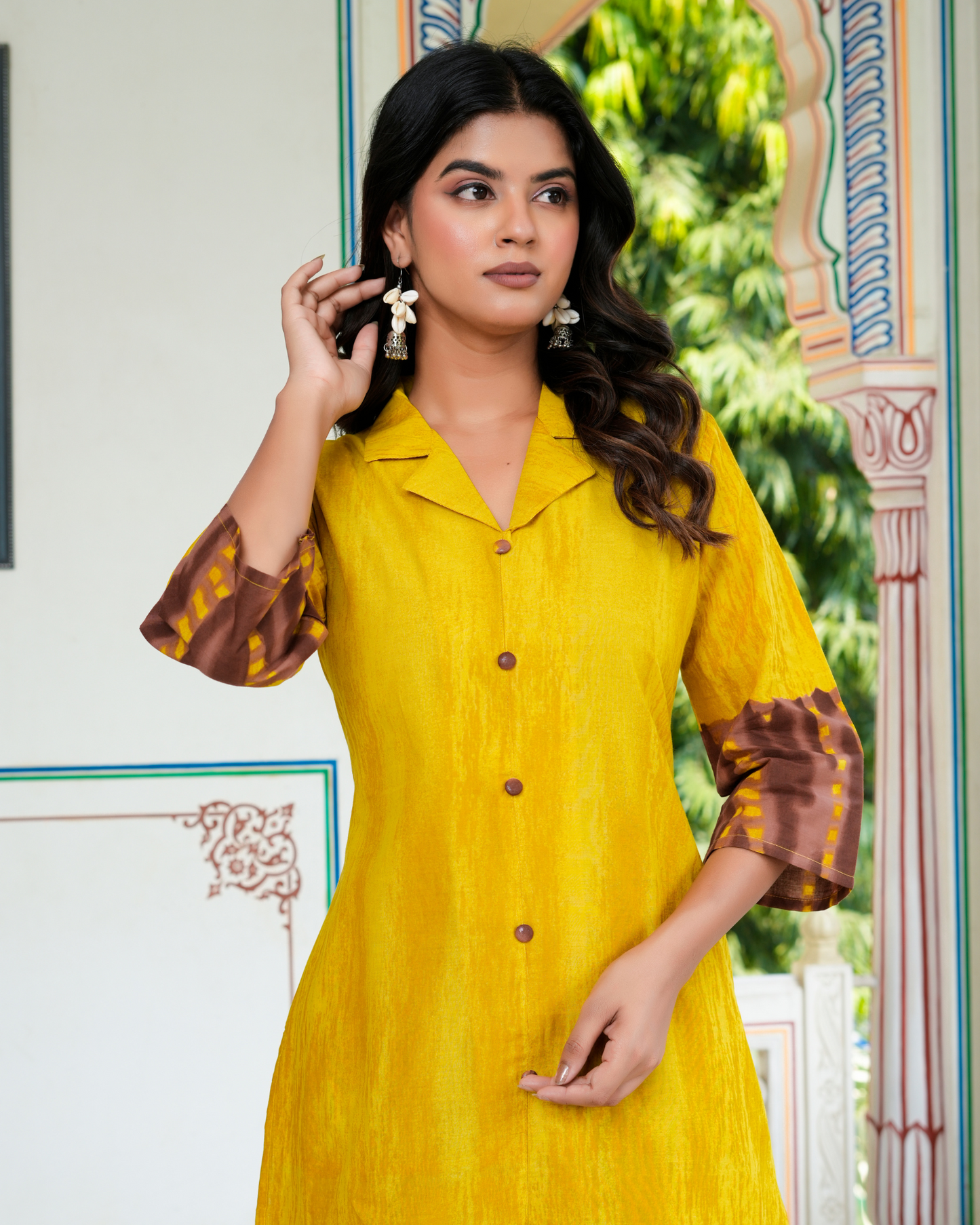 Yellow Color Block Printed Kurta With Printed Trouser