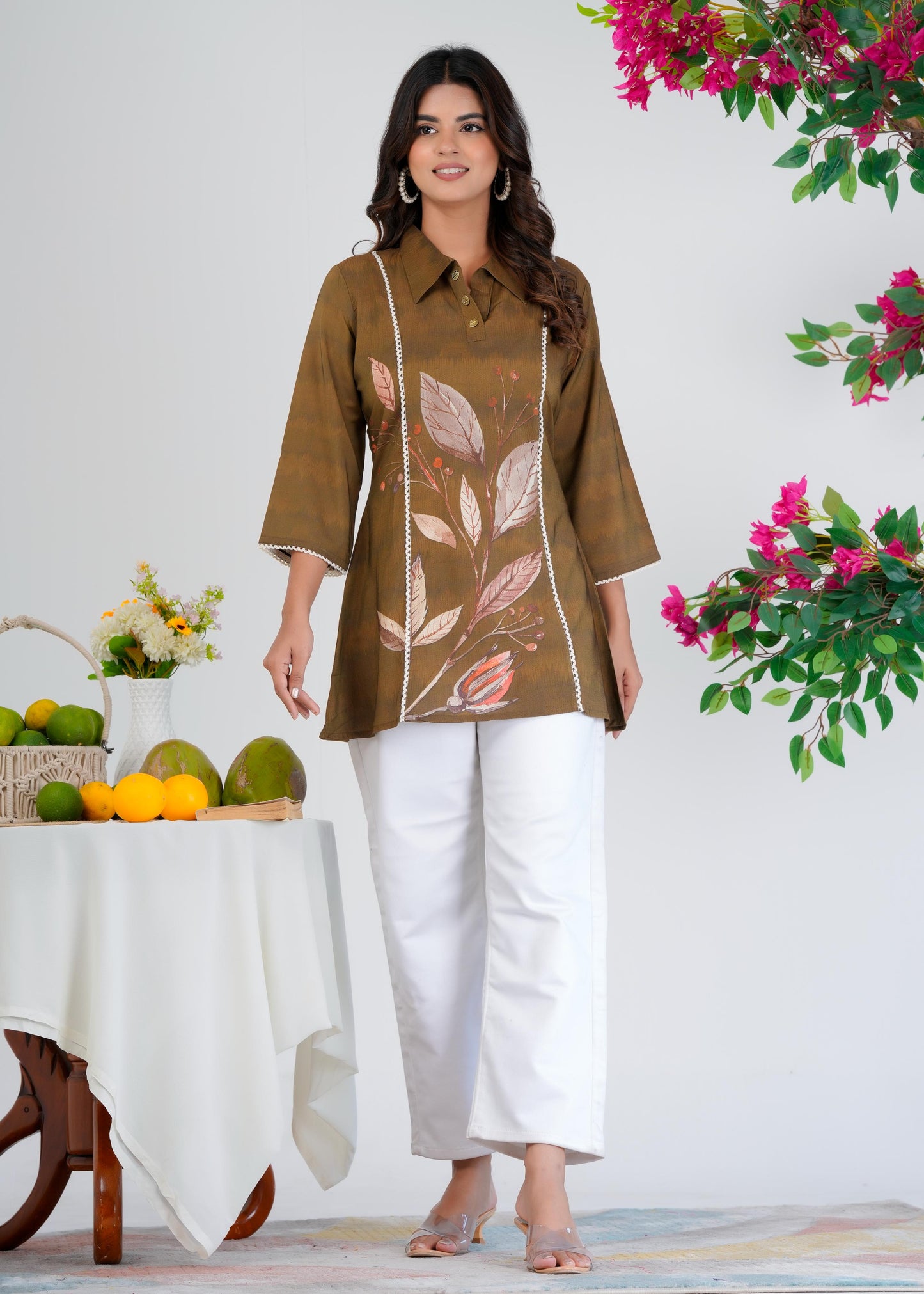 Floral Printed Regular Brown Top