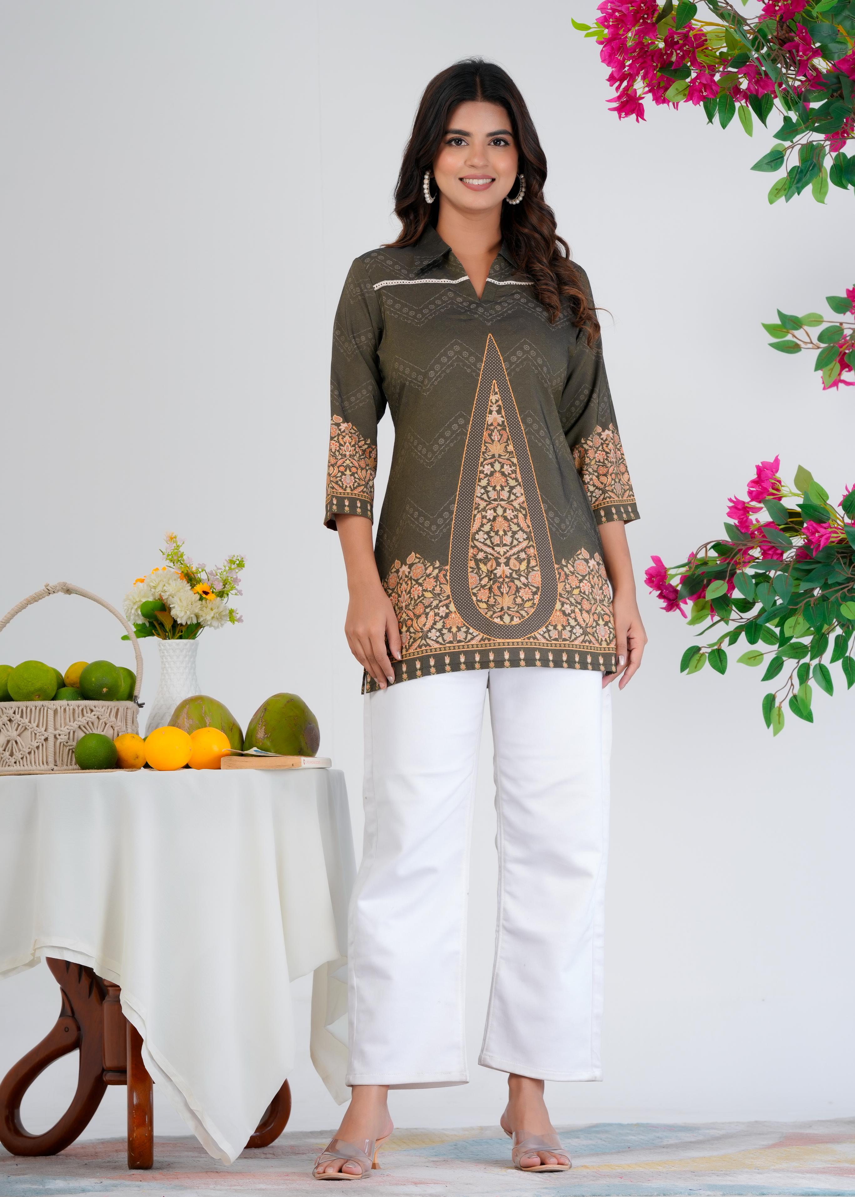 Floral Printed Regular Brown Top
