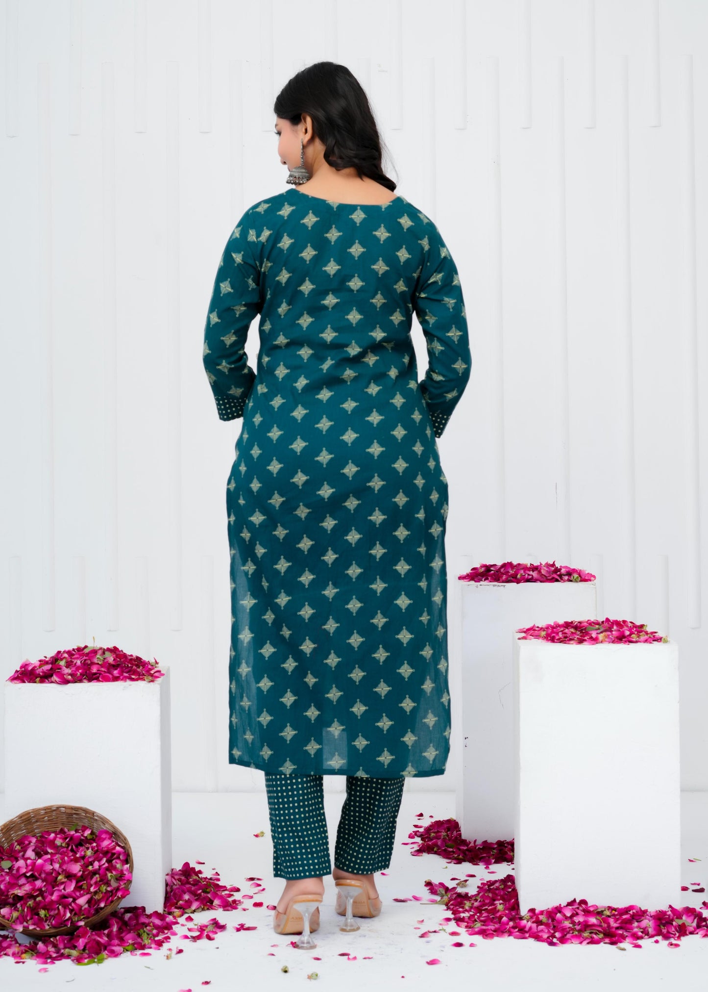 Pure Cotton Kurta With Pant & Dupatta