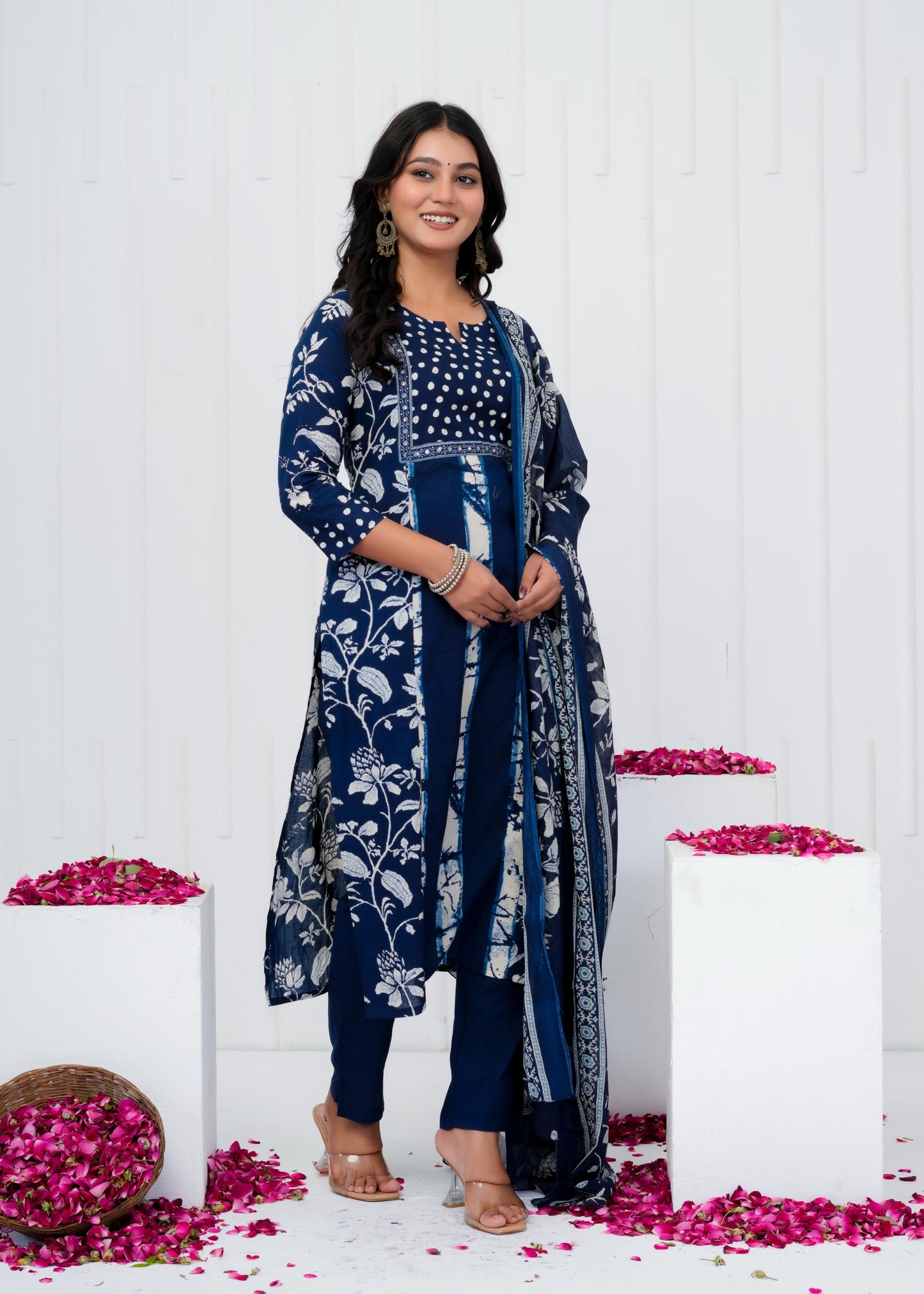 Pure Cotton Kurta With Pant & Dupatta