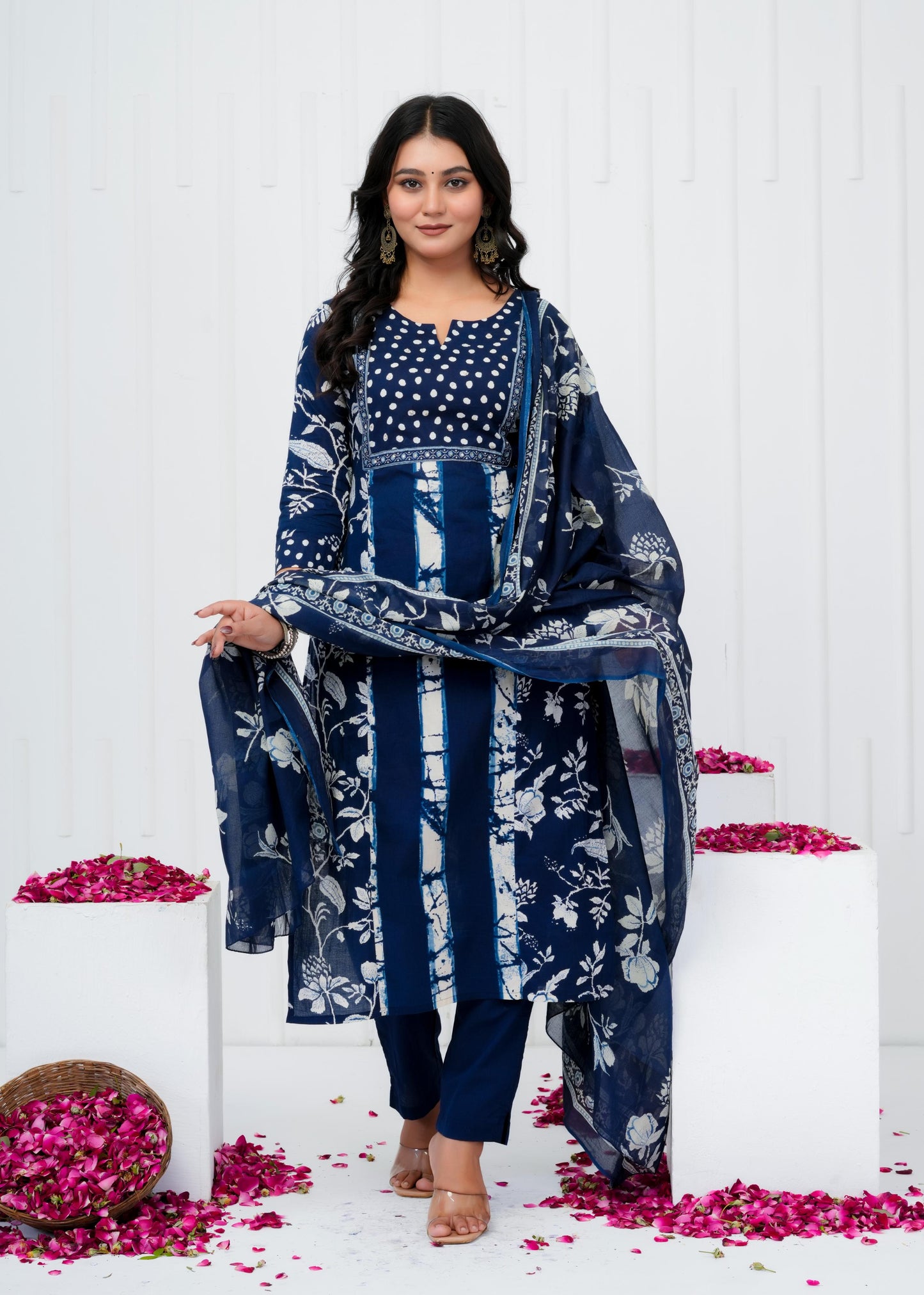 Pure Cotton Kurta With Pant & Dupatta