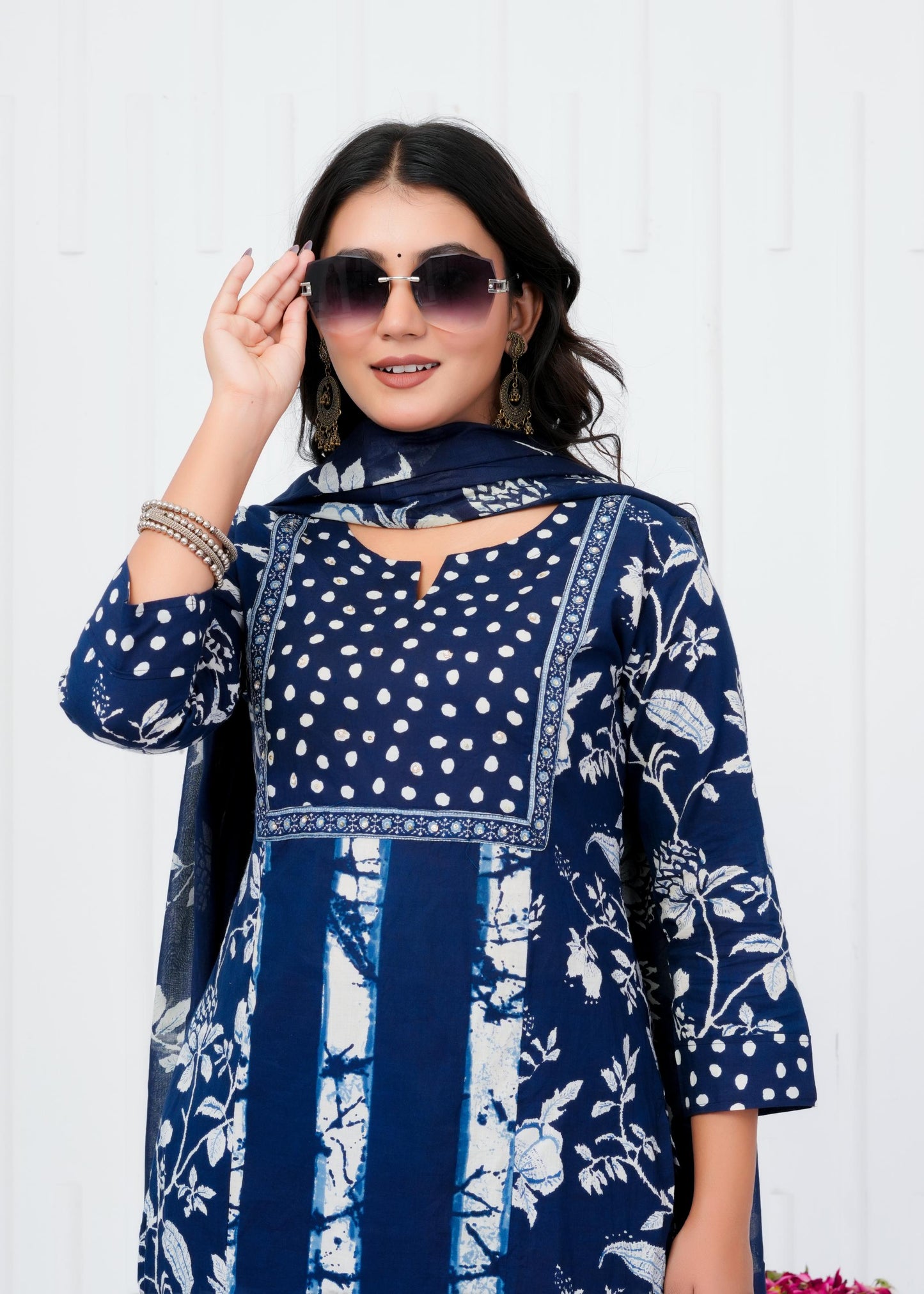 Pure Cotton Kurta With Pant & Dupatta