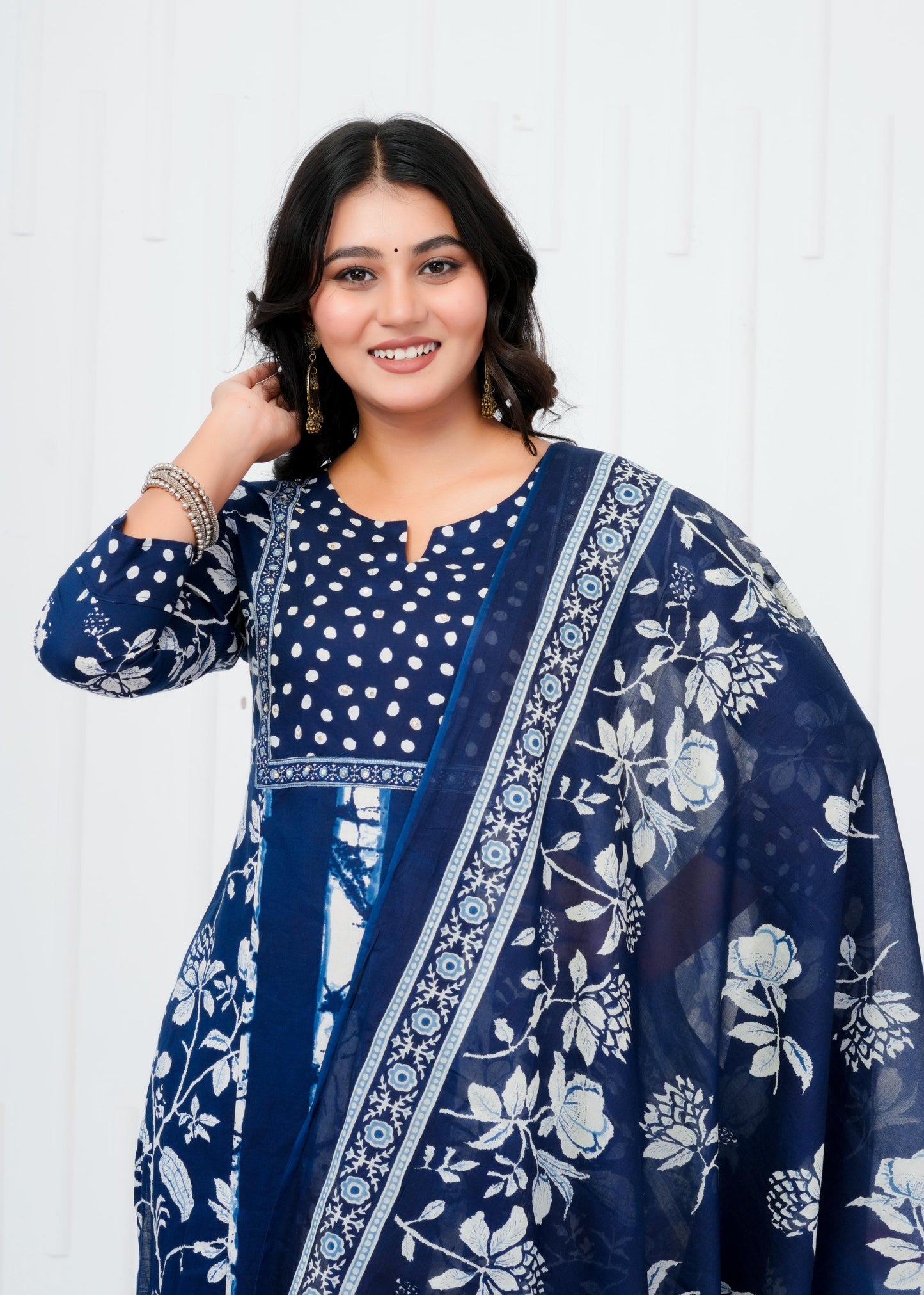 Pure Cotton Kurta With Pant & Dupatta