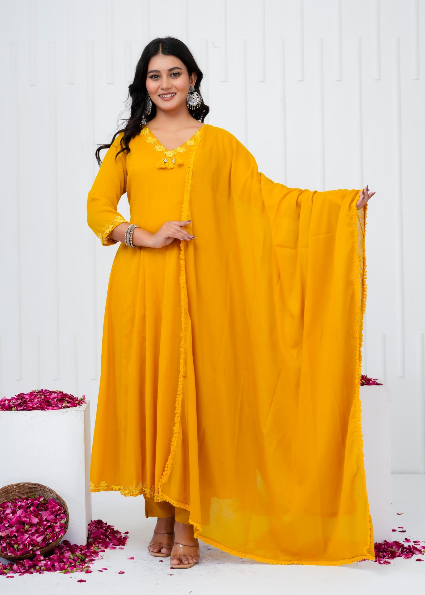 Pure Cotton Kurta With Pant & Dupatta